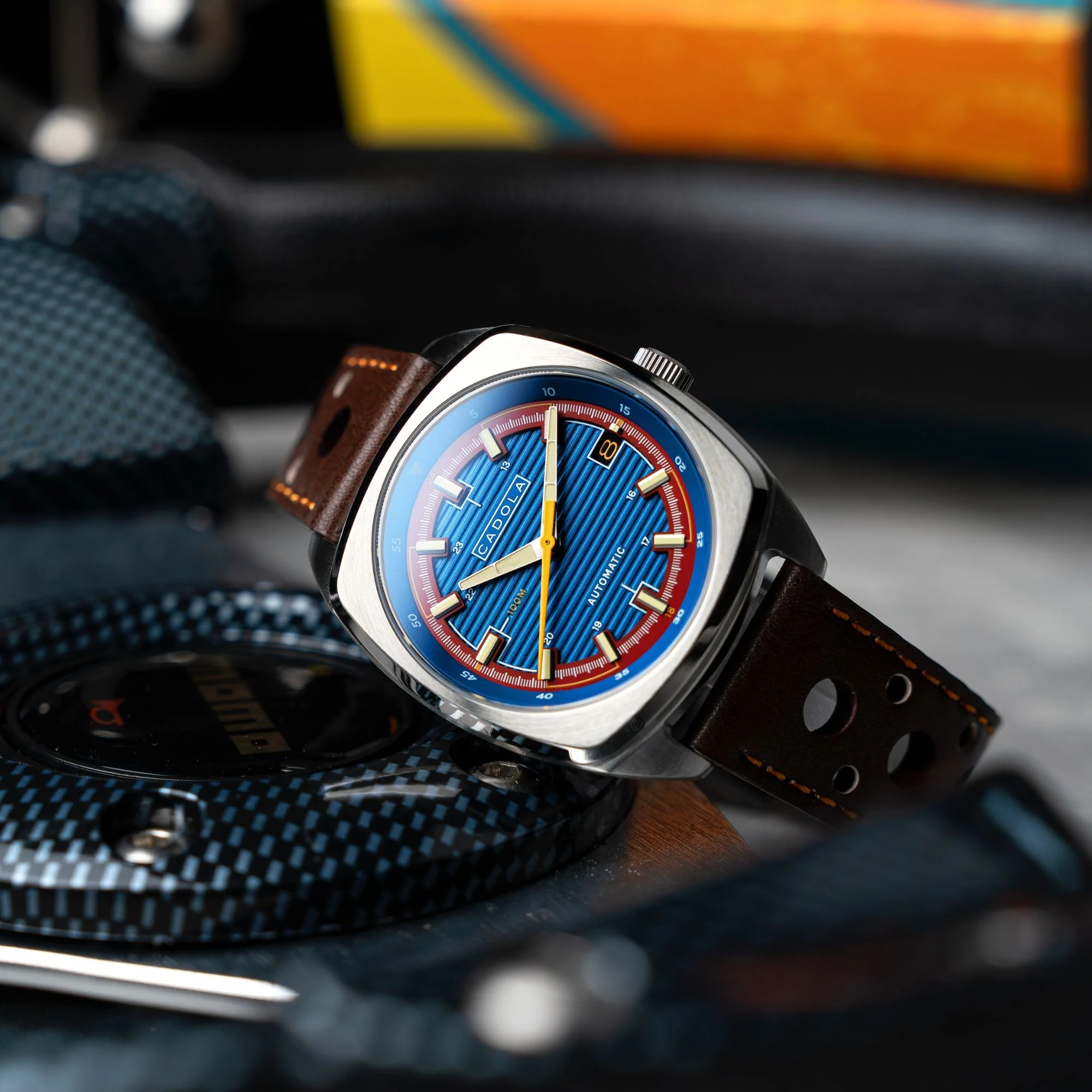 Buxton Automatic Blue/ Brown Leather | Blue Dial - Image 2