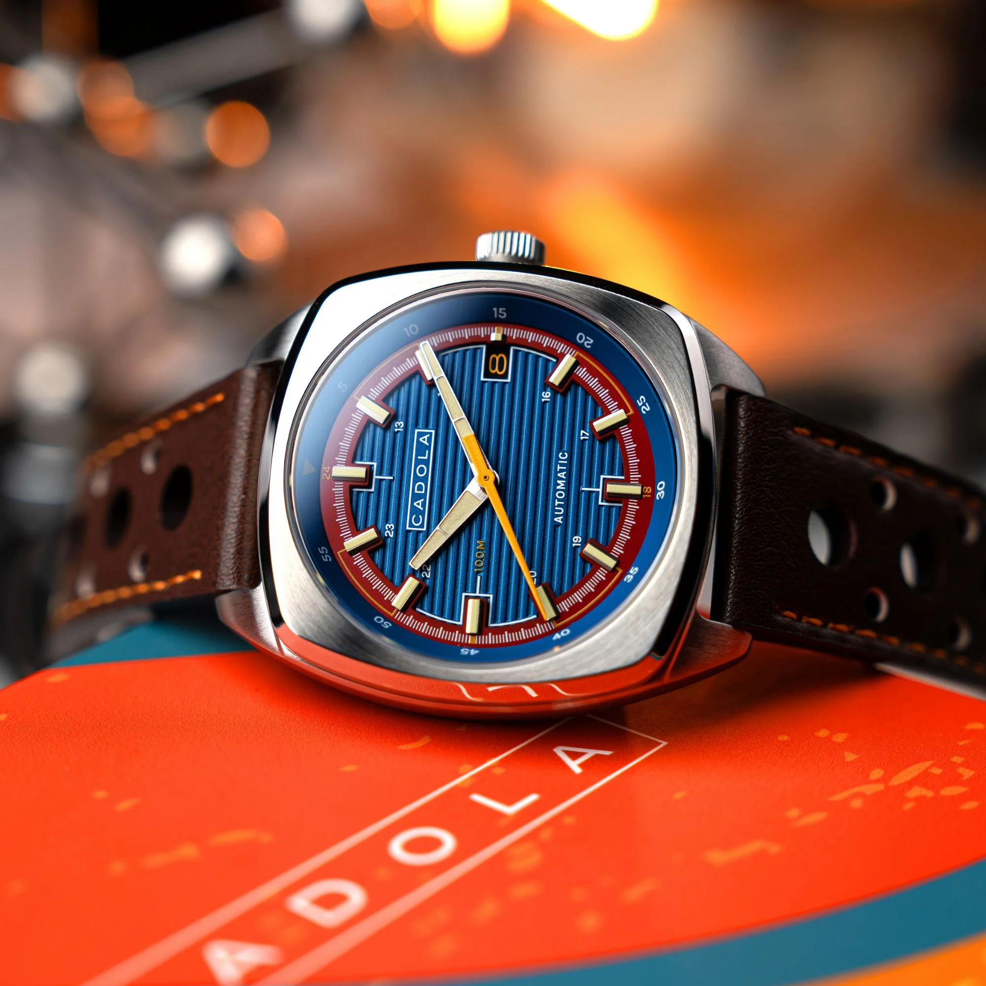 Buxton Automatic Blue/ Brown Leather | Blue Dial - Image 3