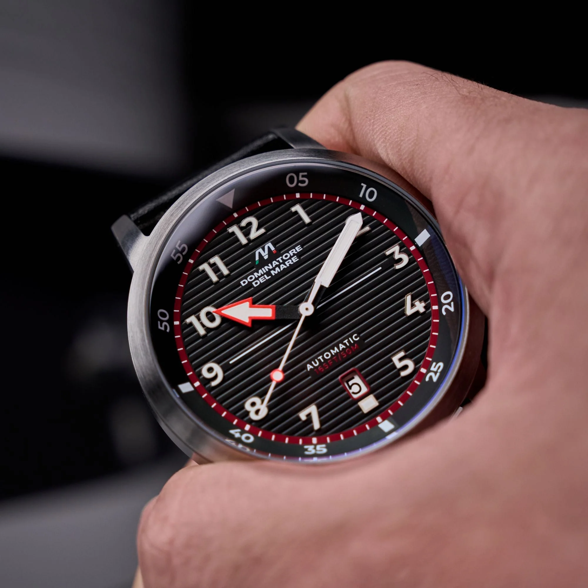 Camogli Automatic Black / Black & Red Leather | Black Dial - Image 2