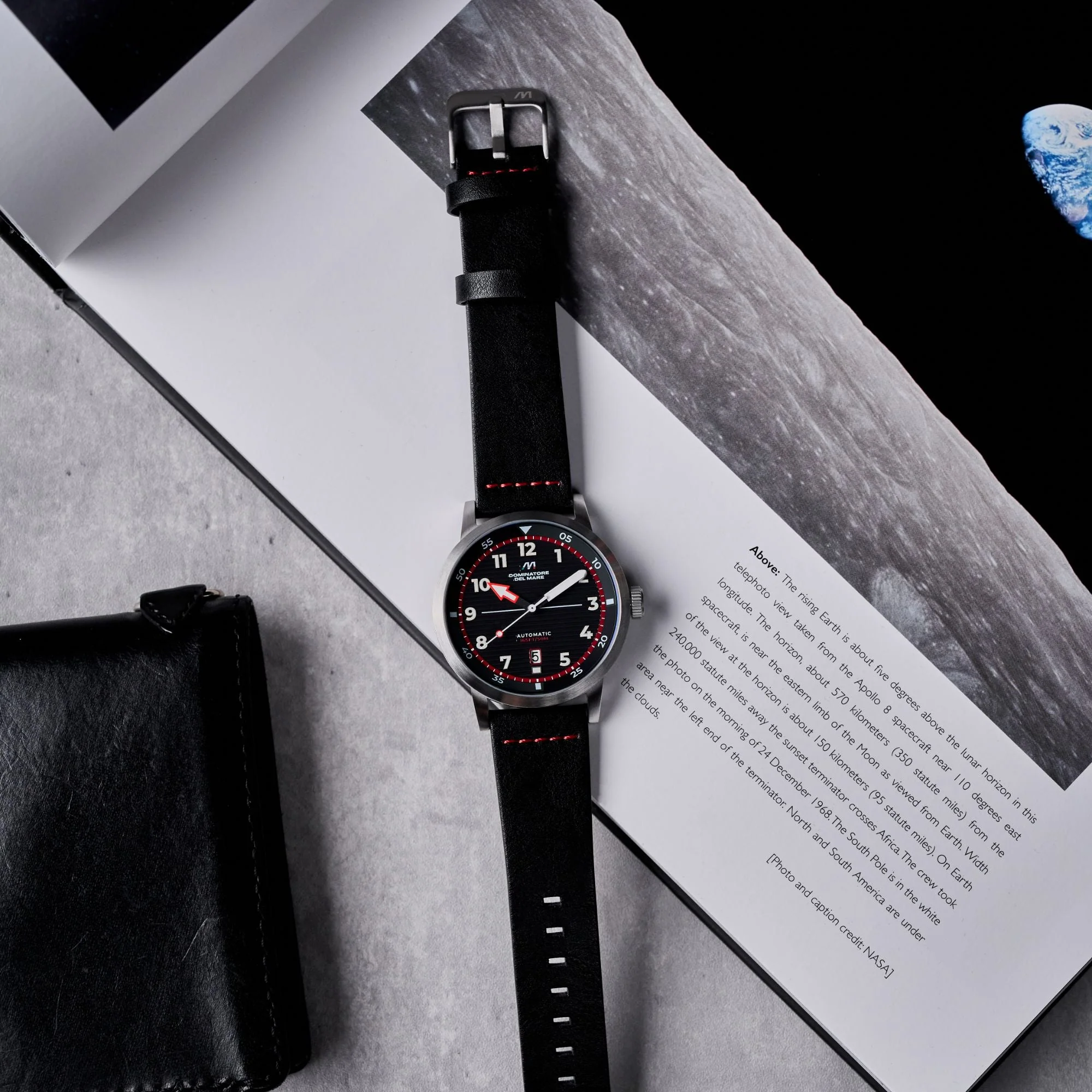 Camogli Automatic Black / Black & Red Leather | Black Dial - Image 3