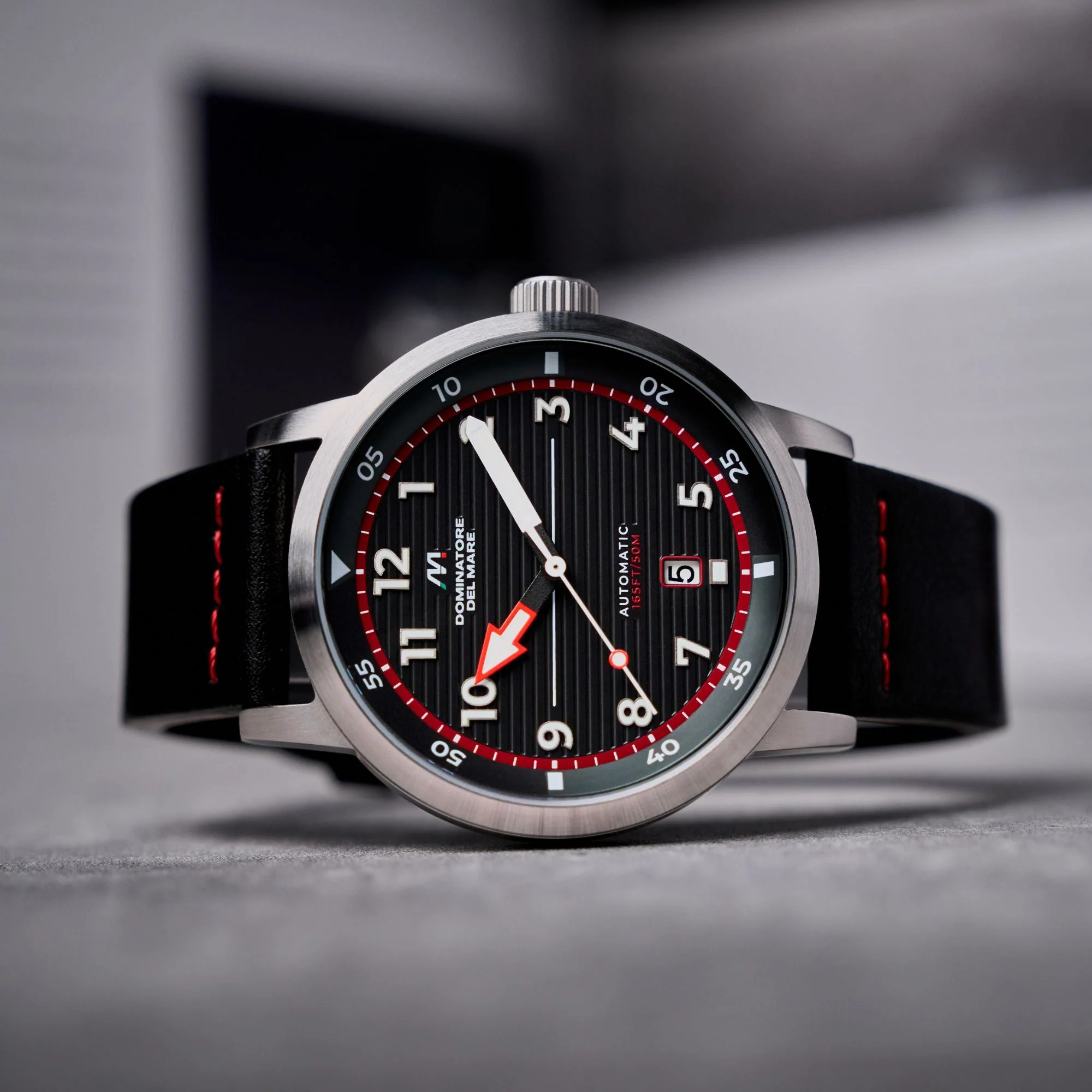 Camogli Automatic Black / Black & Red Leather | Black Dial - Image 4