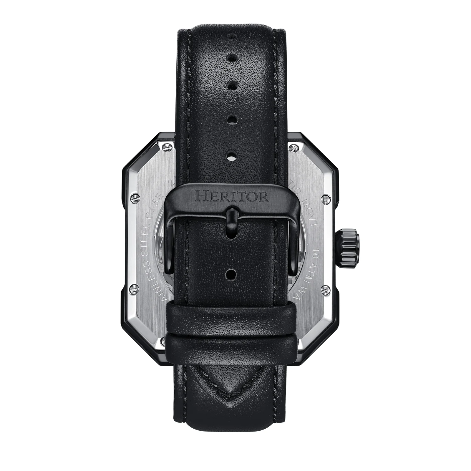 Campbell Leather-Band Skeleton Watch Black | Black Dial - Image 3