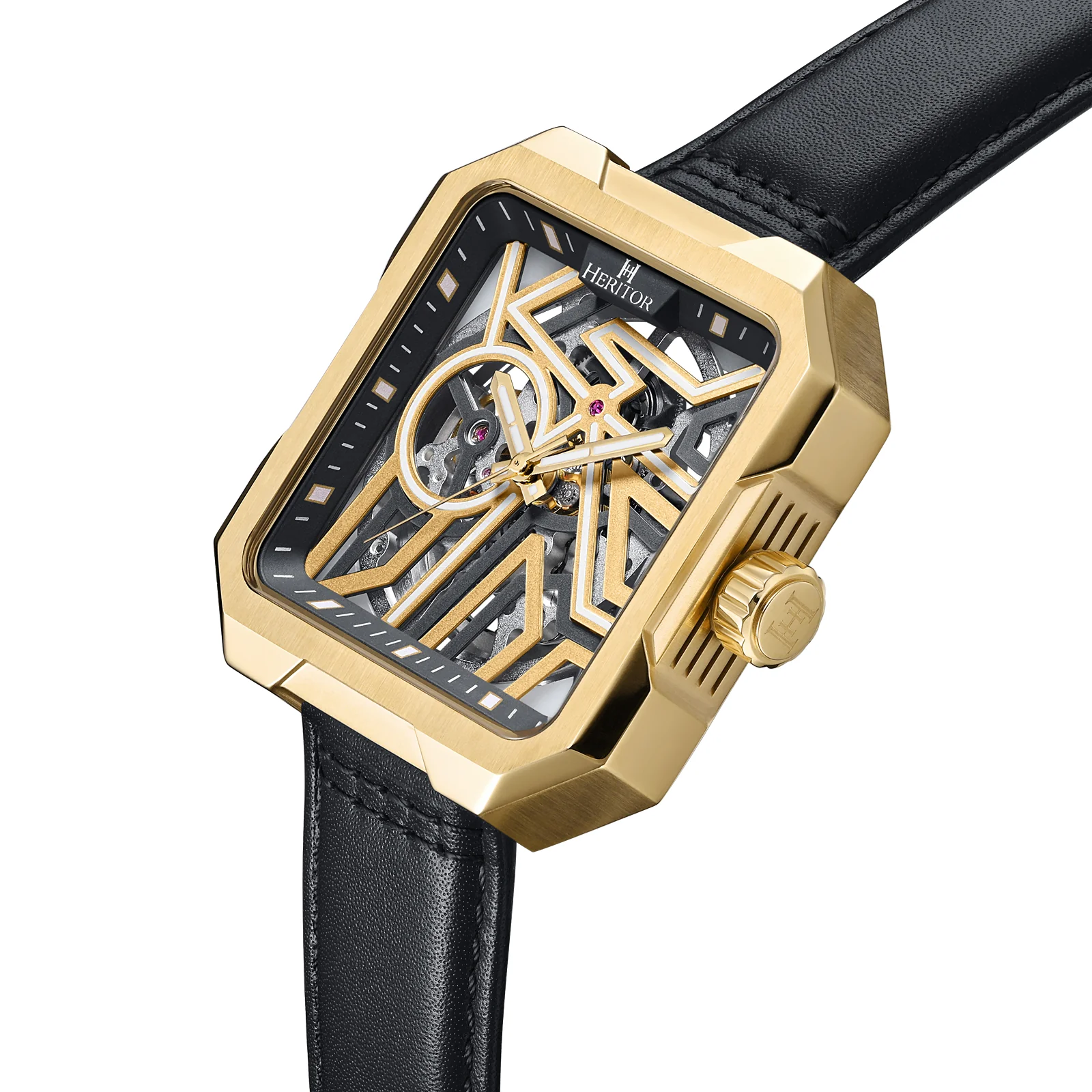 Campbell Leather-Band Skeleton Watch Gold | Gold Dial - Image 2