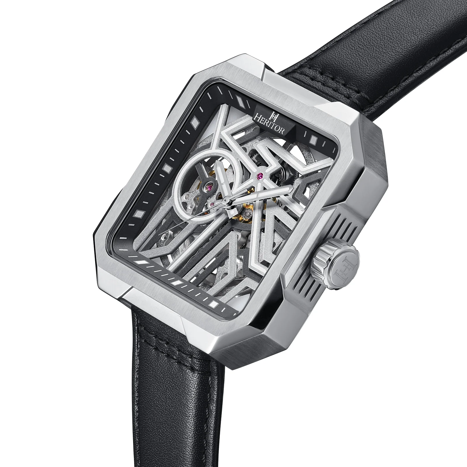 Campbell Leather-Band Skeleton Watch Silver | Silver Dial - Image 2