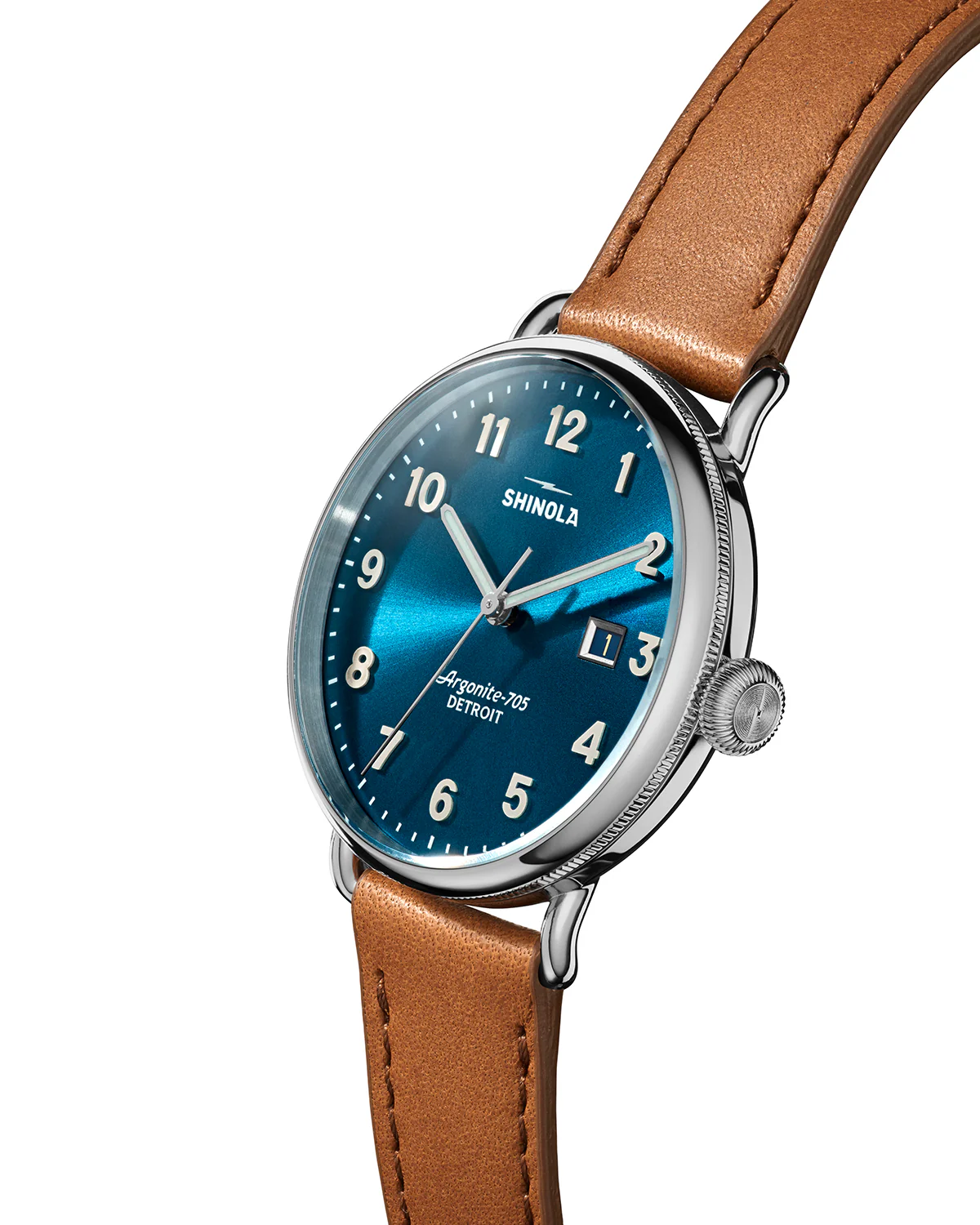 Shinola Canfield 3HD 38mm, Tan Leather Strap (Astro Blue) - Image 2