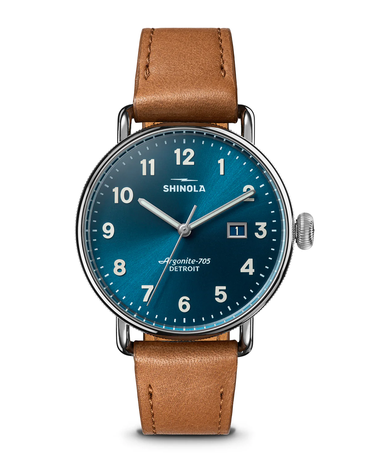 Shinola Canfield 3HD 38mm, Tan Leather Strap (Astro Blue) - Image 3