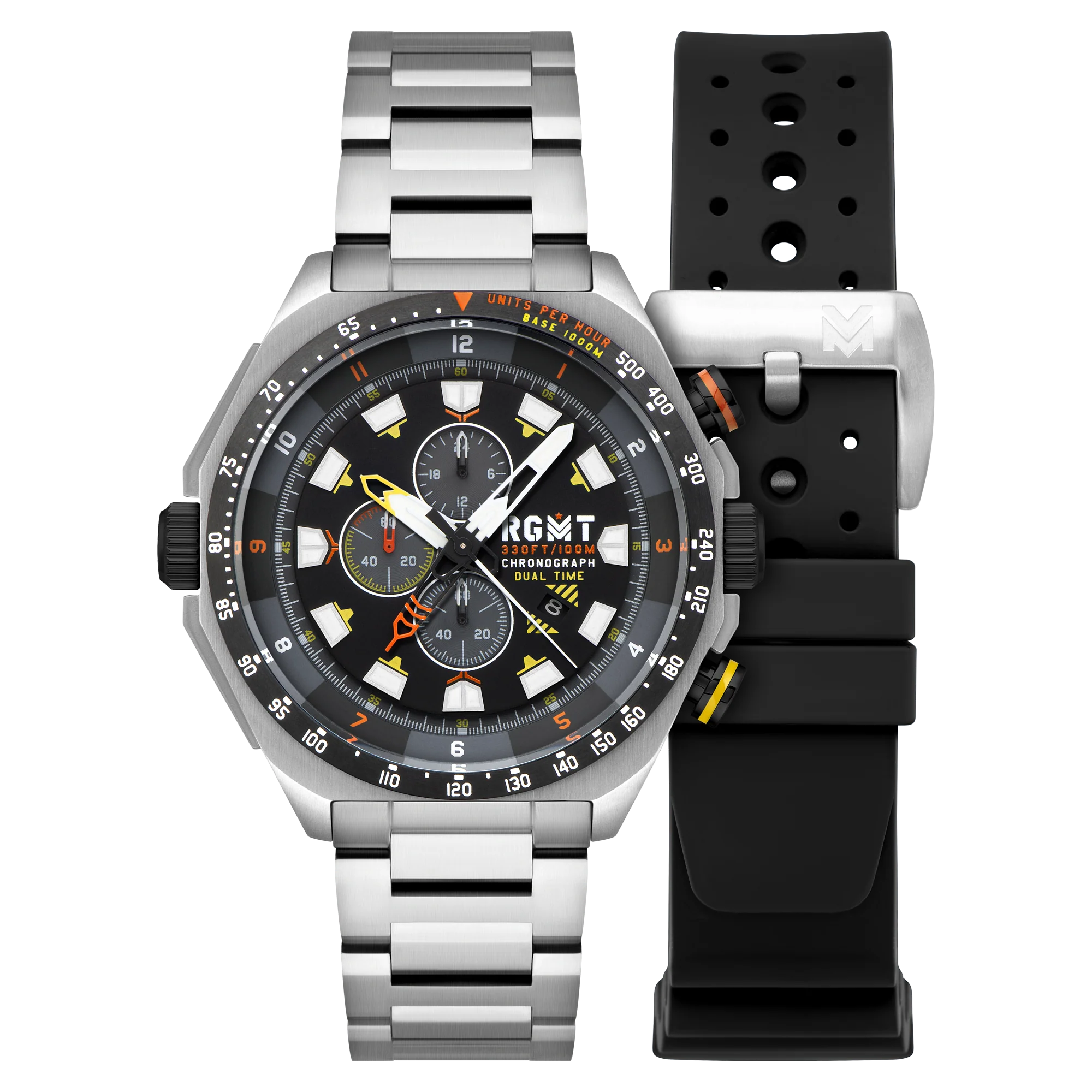 CAPRICORN DUAL TIME CHRONOGRAPH BLACK / STAINLESS STEEL Black Dial