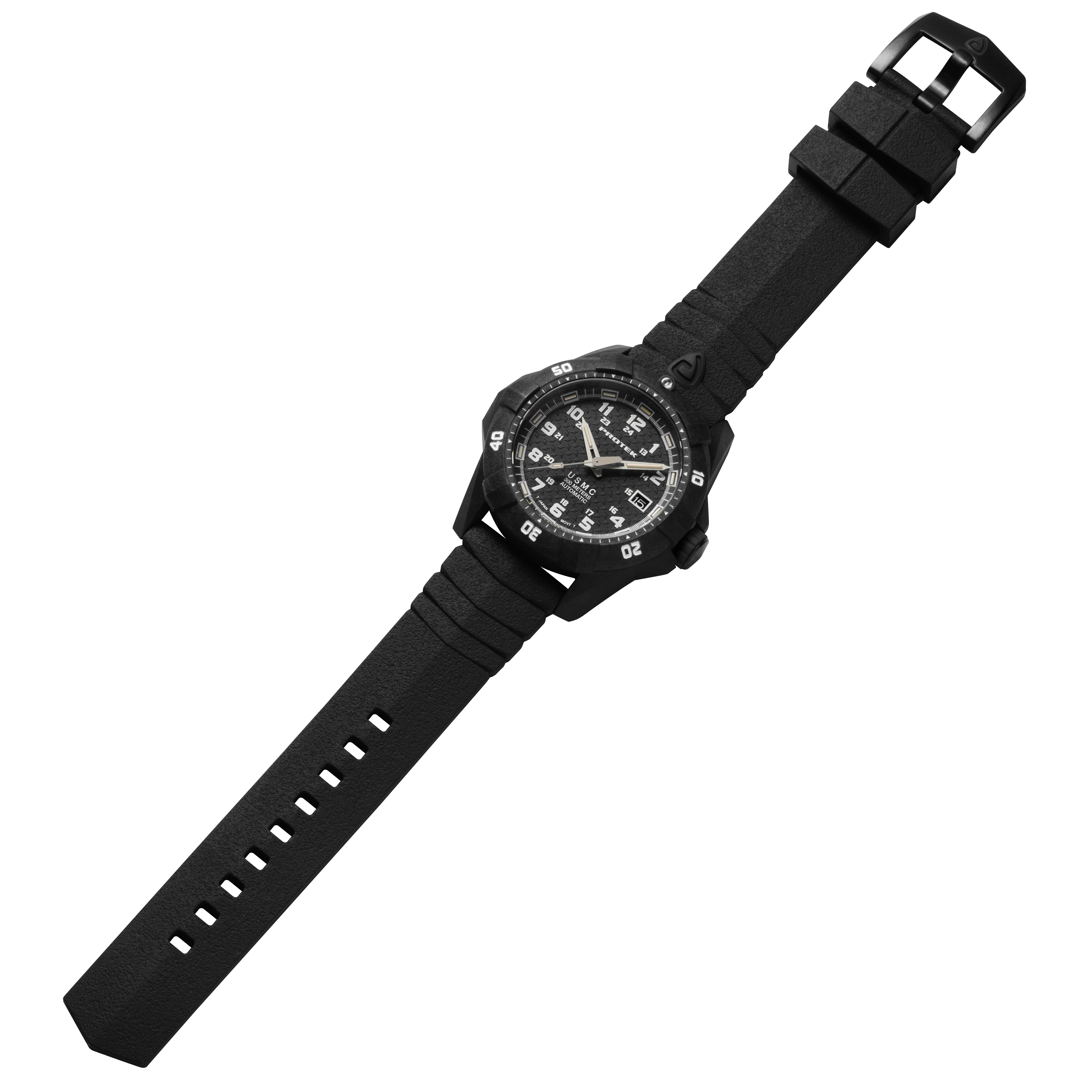 CARBON COMPOSITE USMC  AUTOMATIC DIVE 1210 SERIES CARBON CASE/BLACK DIAL/BLACK STRAP | Black Dial - Image 3