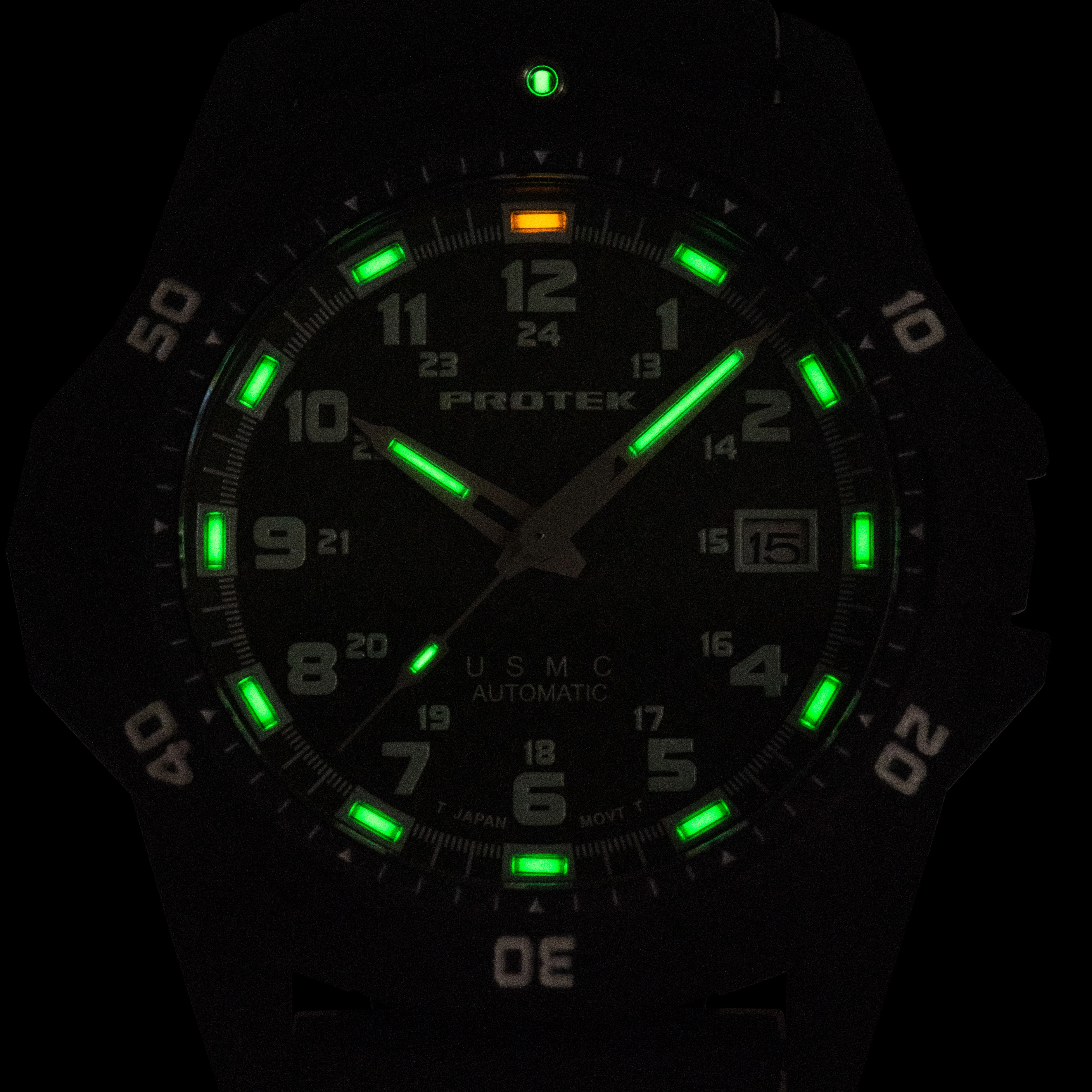 CARBON COMPOSITE USMC  AUTOMATIC DIVE 1210 SERIES CARBON CASE/RED DIAL/BLACK STRAP | Red Dial - Image 2