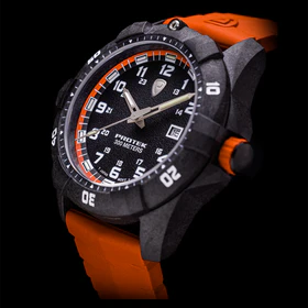 Carbon Dive CARBON CASE/BLACK&ORANGE DIAL/ORANGE STRAP | Black Dial - Image 2