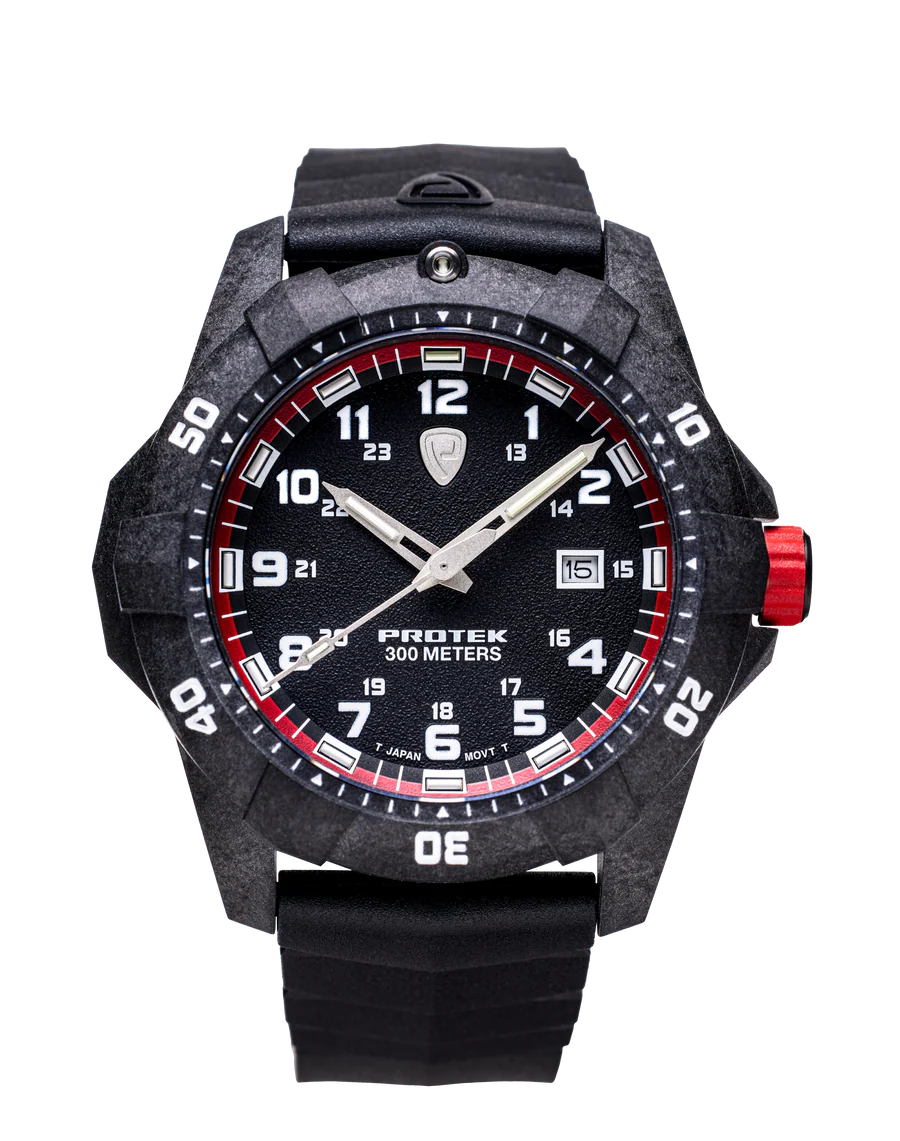 Carbon Dive CARBON CASE/BLACK&RED DIAL/BLACK STRAP | Black Dial