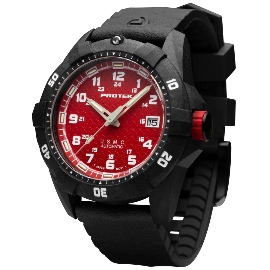 Carbon USMC Dive Red | Red dial (Watches.com) Dial - Image 3