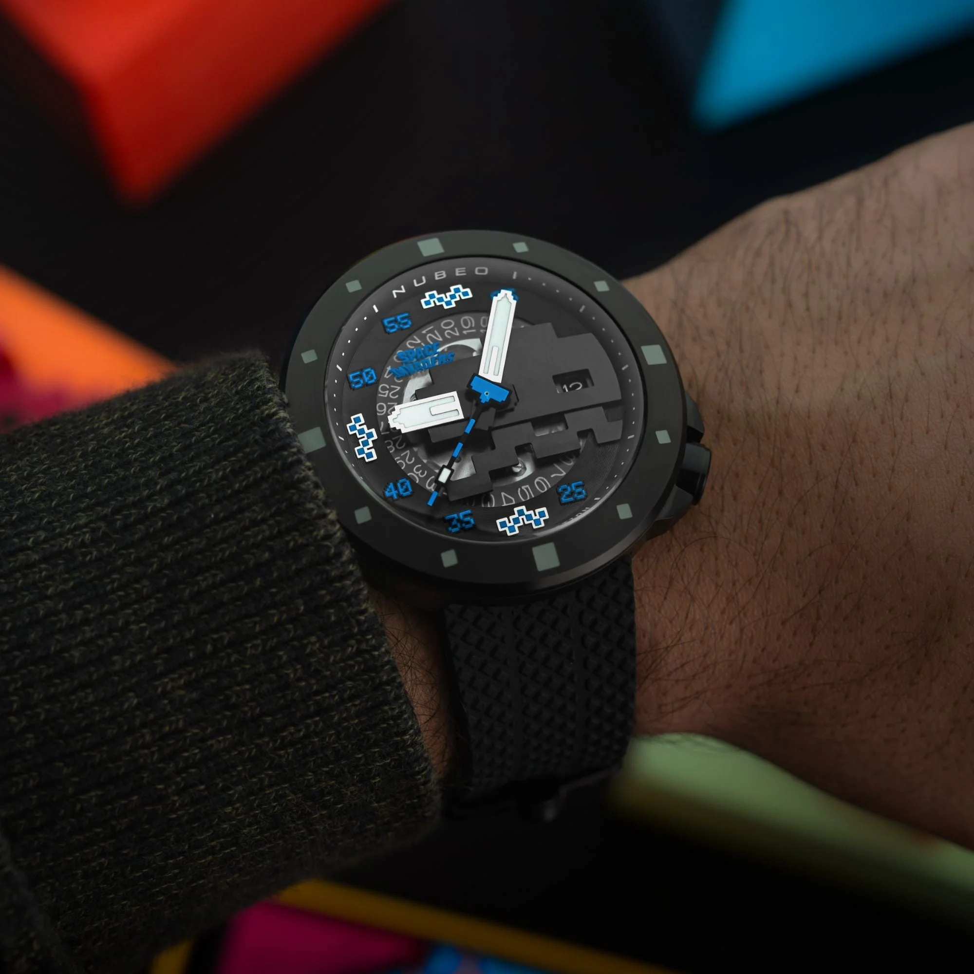 Cassini Automatic Space Invaders Limited Edition Black & Blue / Black | Black Dial - Image 2