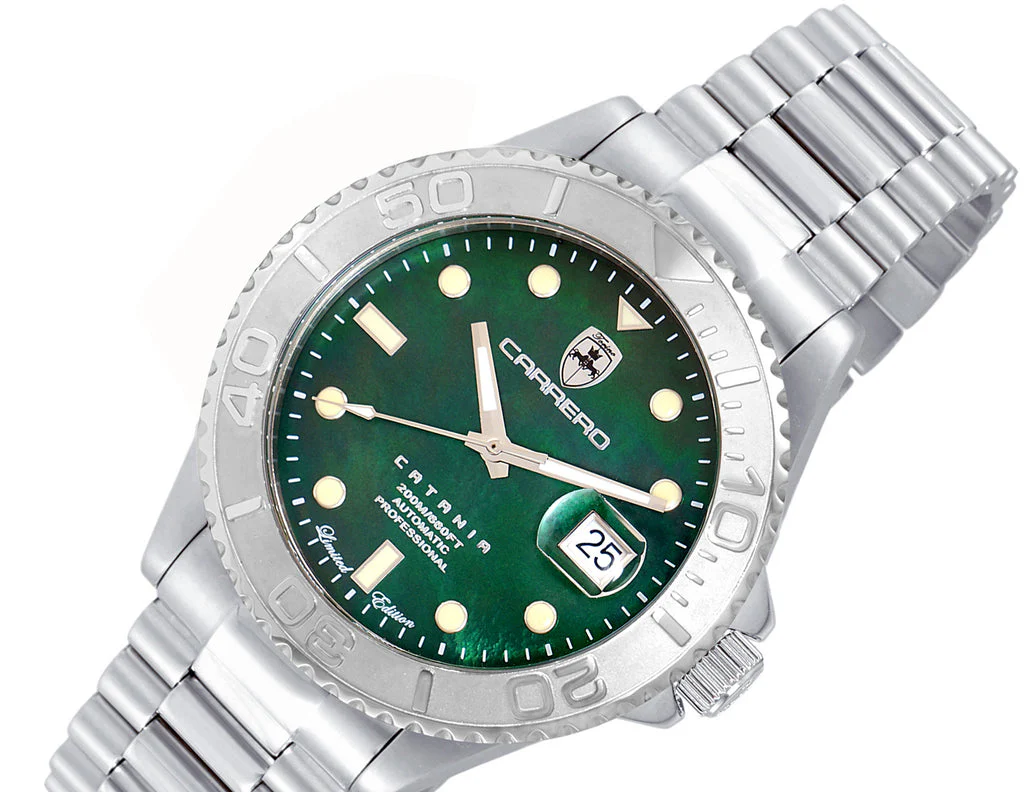 Catania MOP Silvertone-White | Green Dial - Image 4
