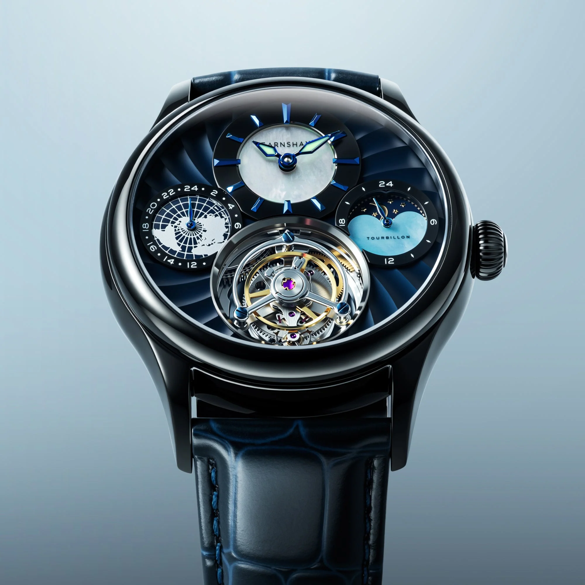 Celestial Huggins Tourbillon Mechanical Limited Edition Blue / Genuine Leather | Blue Dial - Image 3