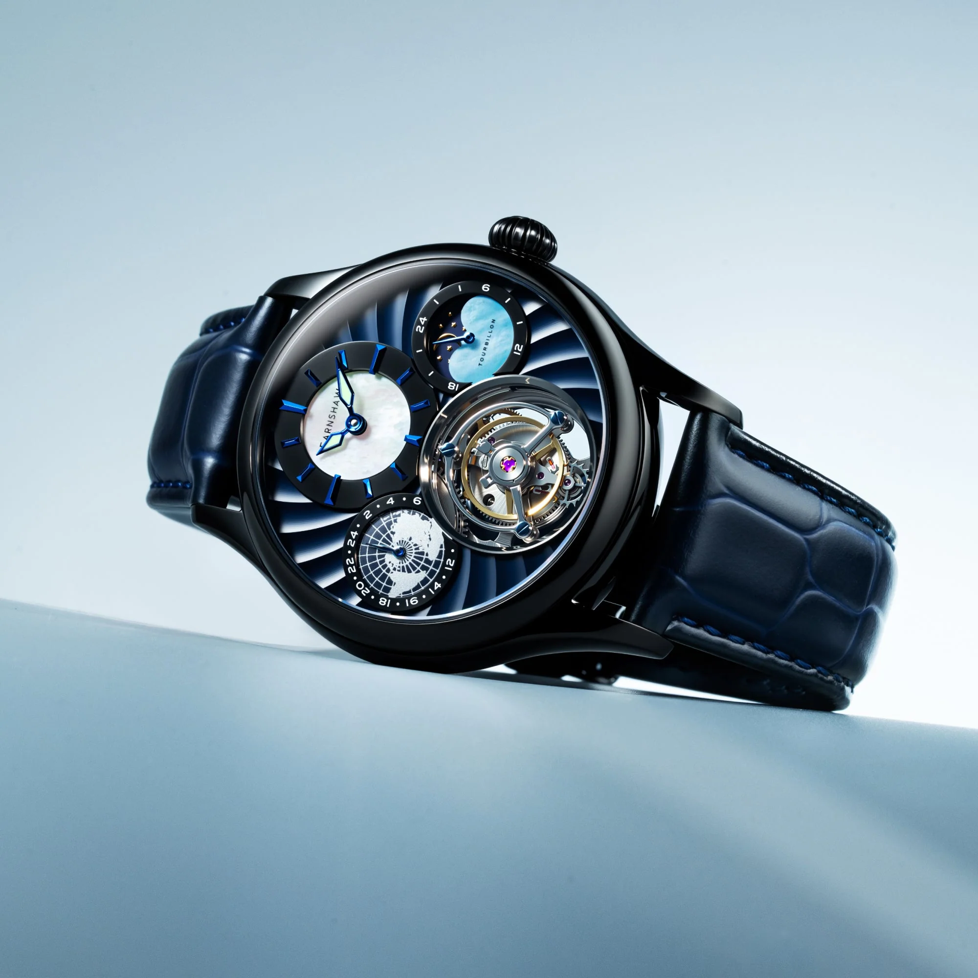 Celestial Huggins Tourbillon Mechanical Limited Edition Blue / Genuine Leather | Blue Dial - Image 4