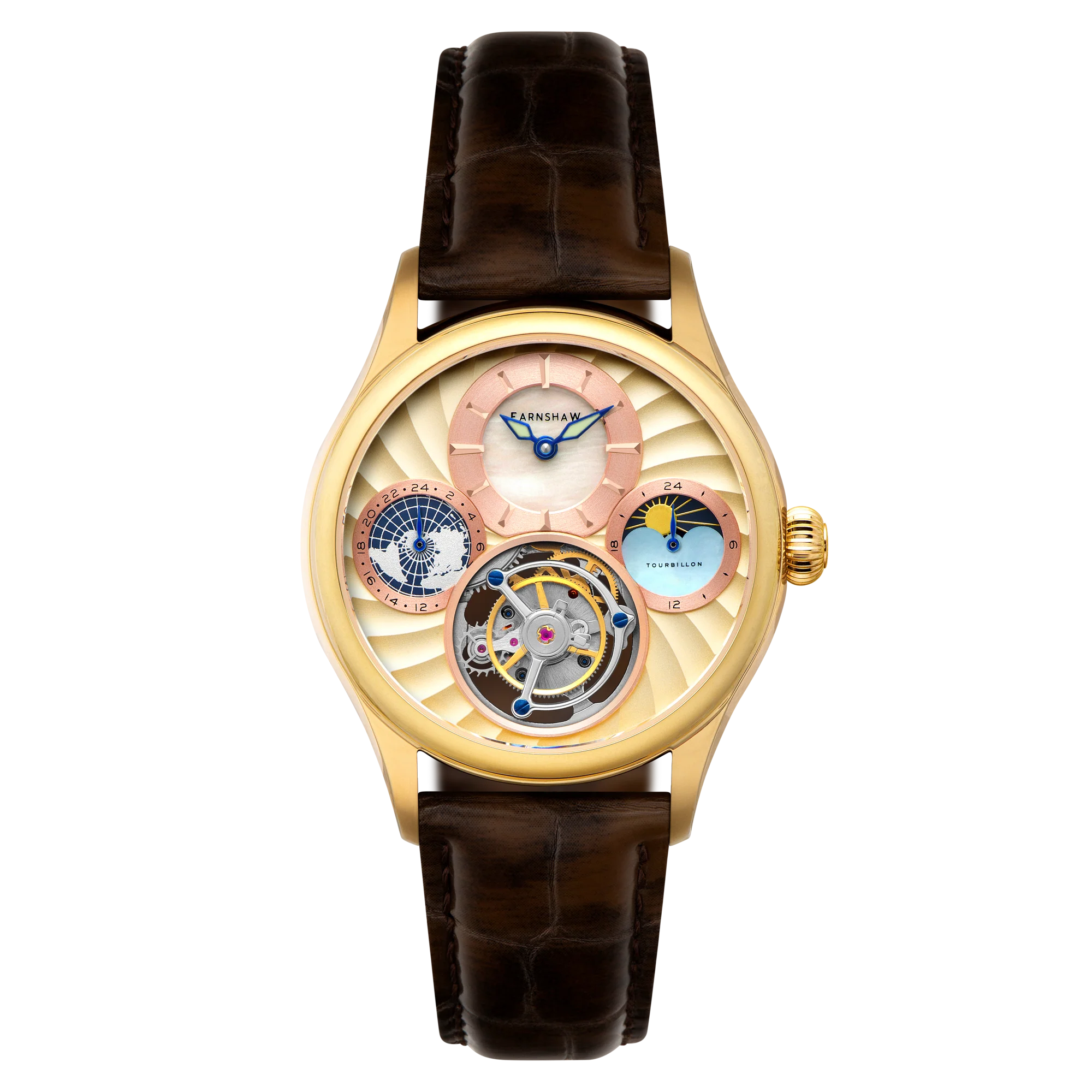 Celestial Huggins Tourbillon Mechanical Limited Edition Gold / Genuine Leather | Gold Dial