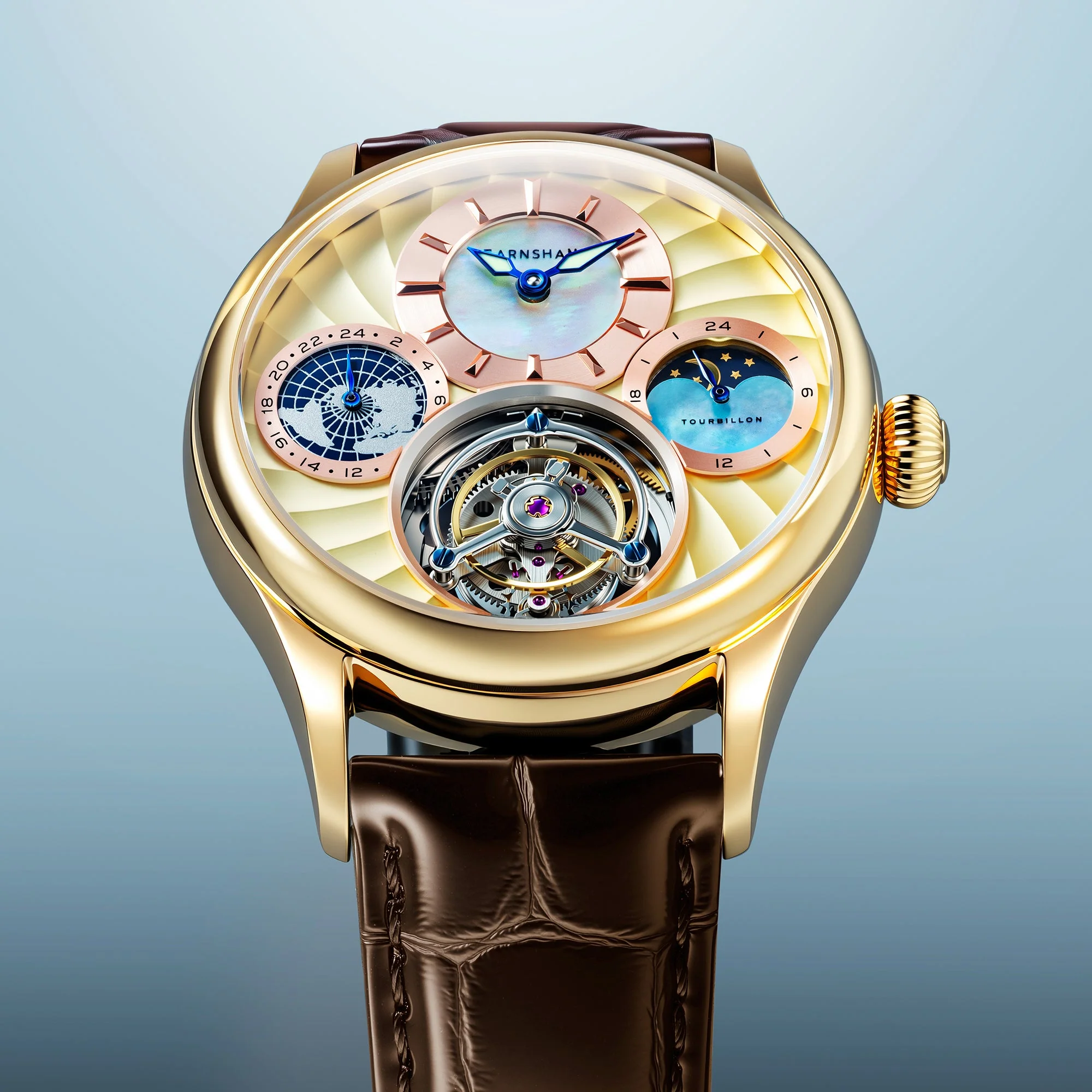 Celestial Huggins Tourbillon Mechanical Limited Edition Gold / Genuine Leather | Gold Dial - Image 3