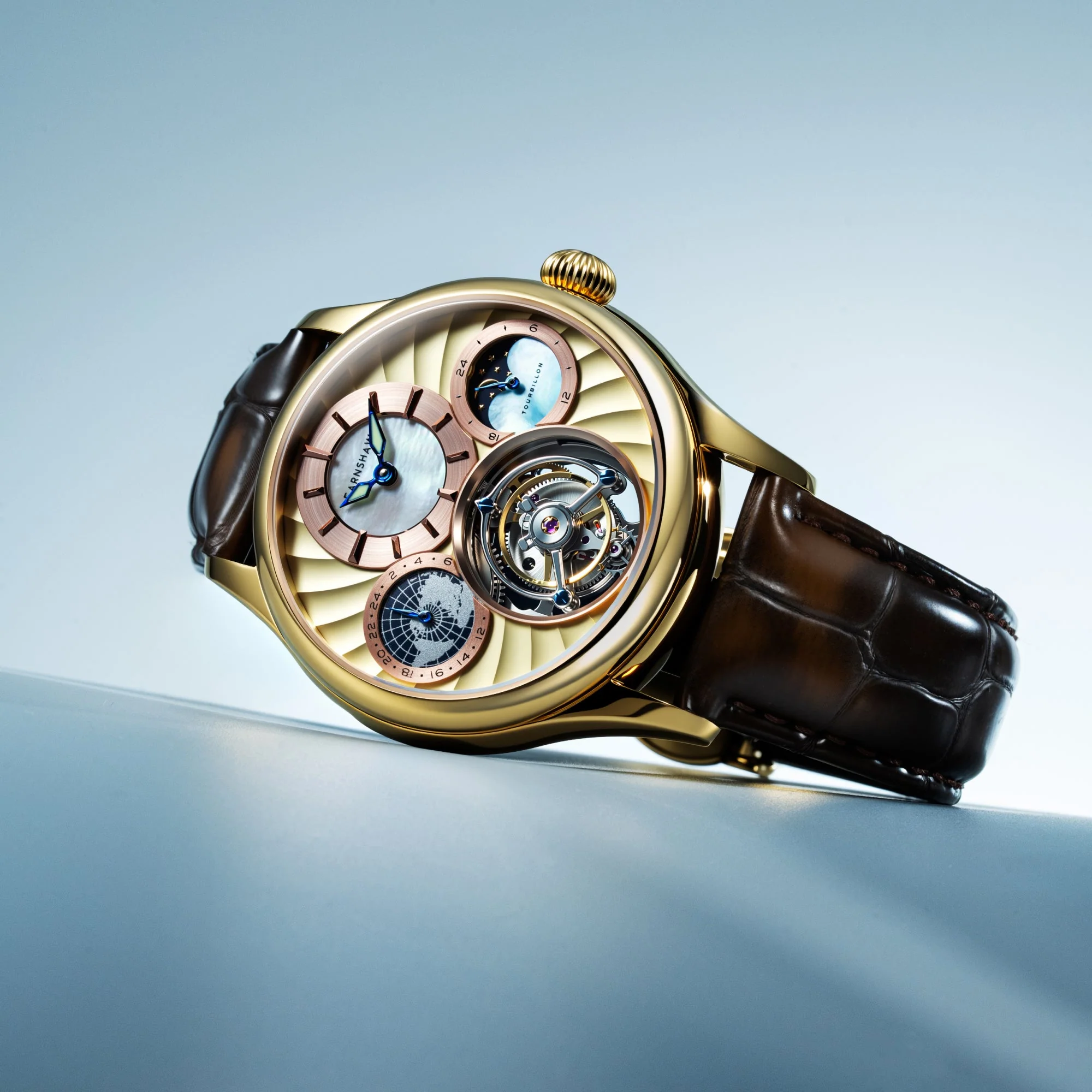 Celestial Huggins Tourbillon Mechanical Limited Edition Gold / Genuine Leather | Gold Dial - Image 4