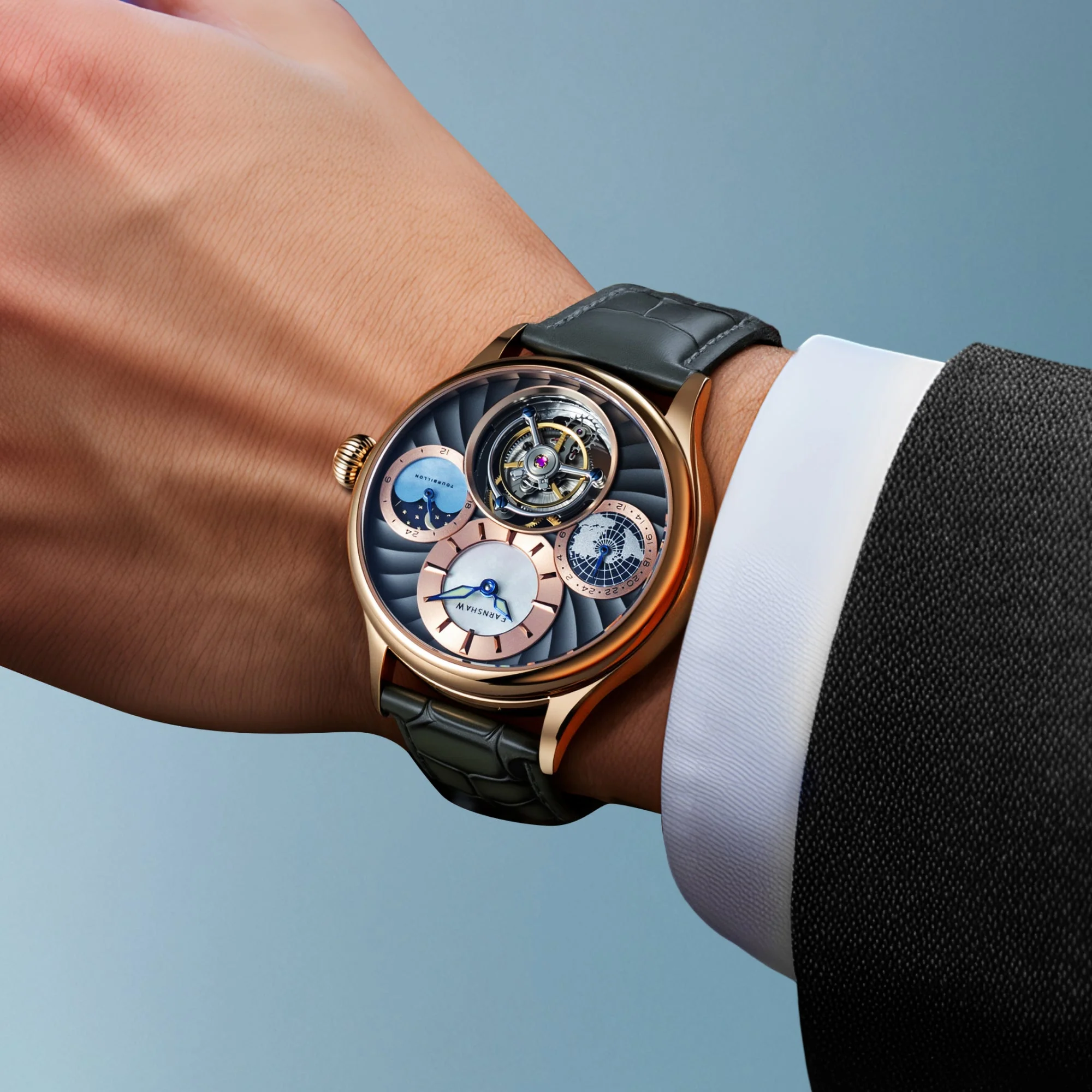 Celestial Huggins Tourbillon Mechanical Limited Edition Grey / Genuine Leather | Grey Dial - Image 2
