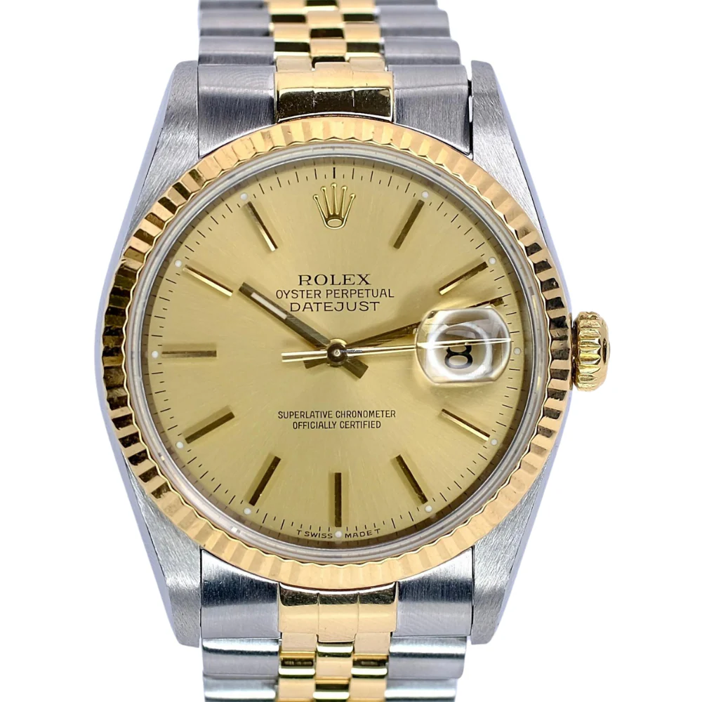 Pre-Owned Rolex 18k Yellow Gold Fluted Bezel Datejust- Ref.16233 - Image 3