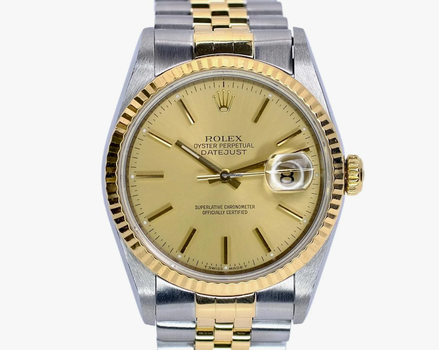 Pre-Owned Rolex 18k Yellow Gold Fluted Bezel Datejust- Ref.16233 - Image 4