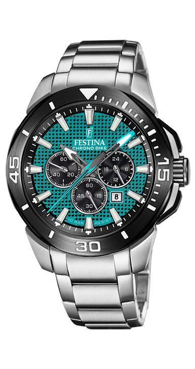 Chrono Bike Green / Stainless Steel | Green Dial