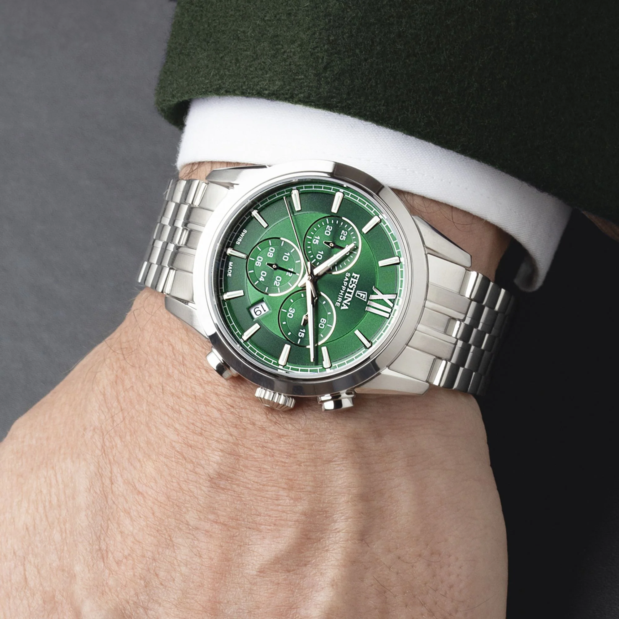 CHRONOGRAPH Green / Stainless Steel | Green Dial - Image 4