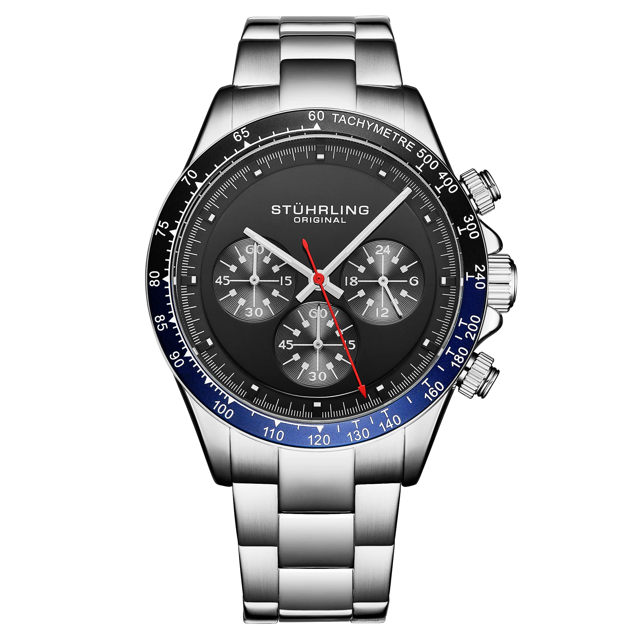 Chronomark 4066 Black Textured Chronograph Dial/ Stainless Steel bracelet | Black Dial