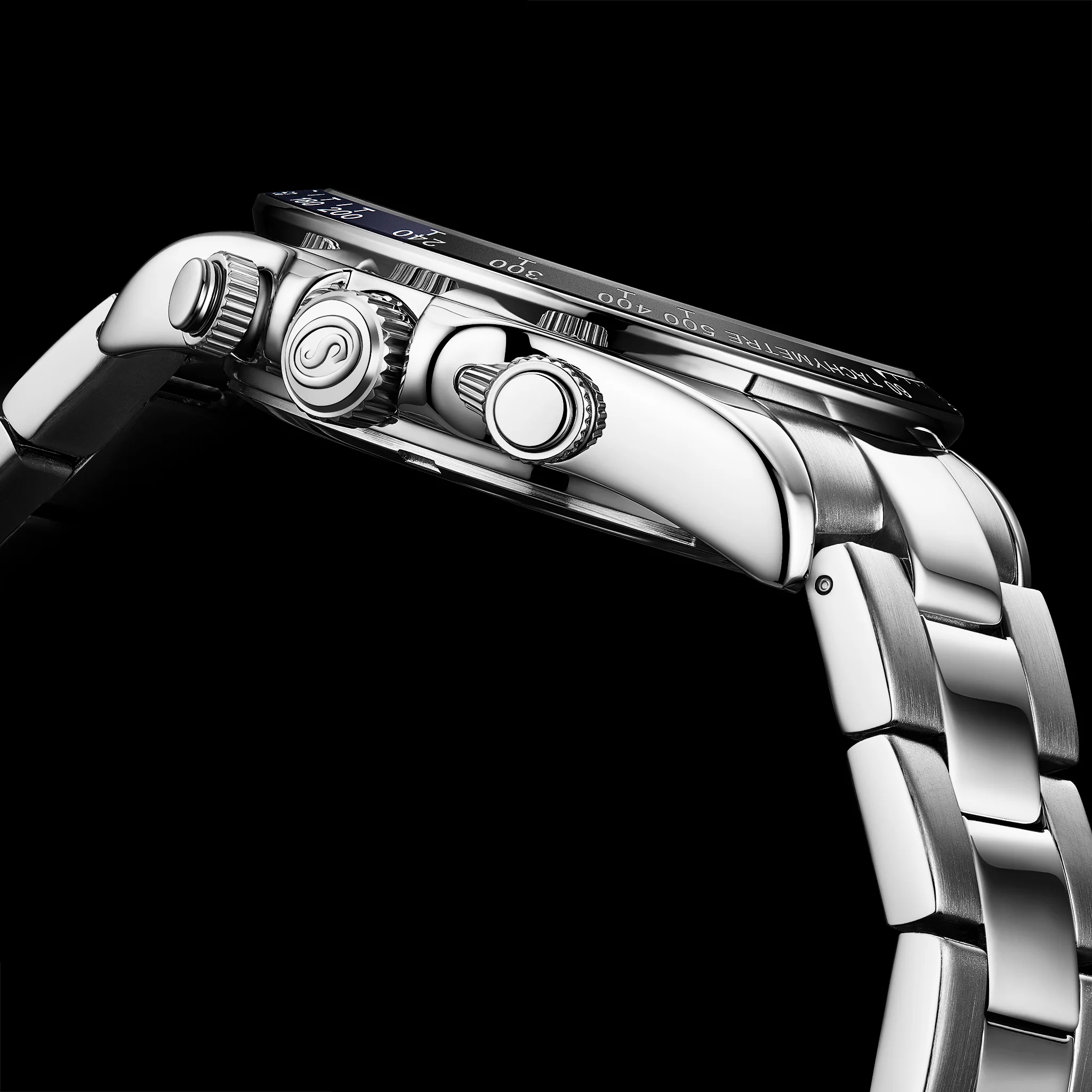 Chronomark 4066 Black Textured Chronograph Dial/ Stainless Steel bracelet | Black Dial - Image 4
