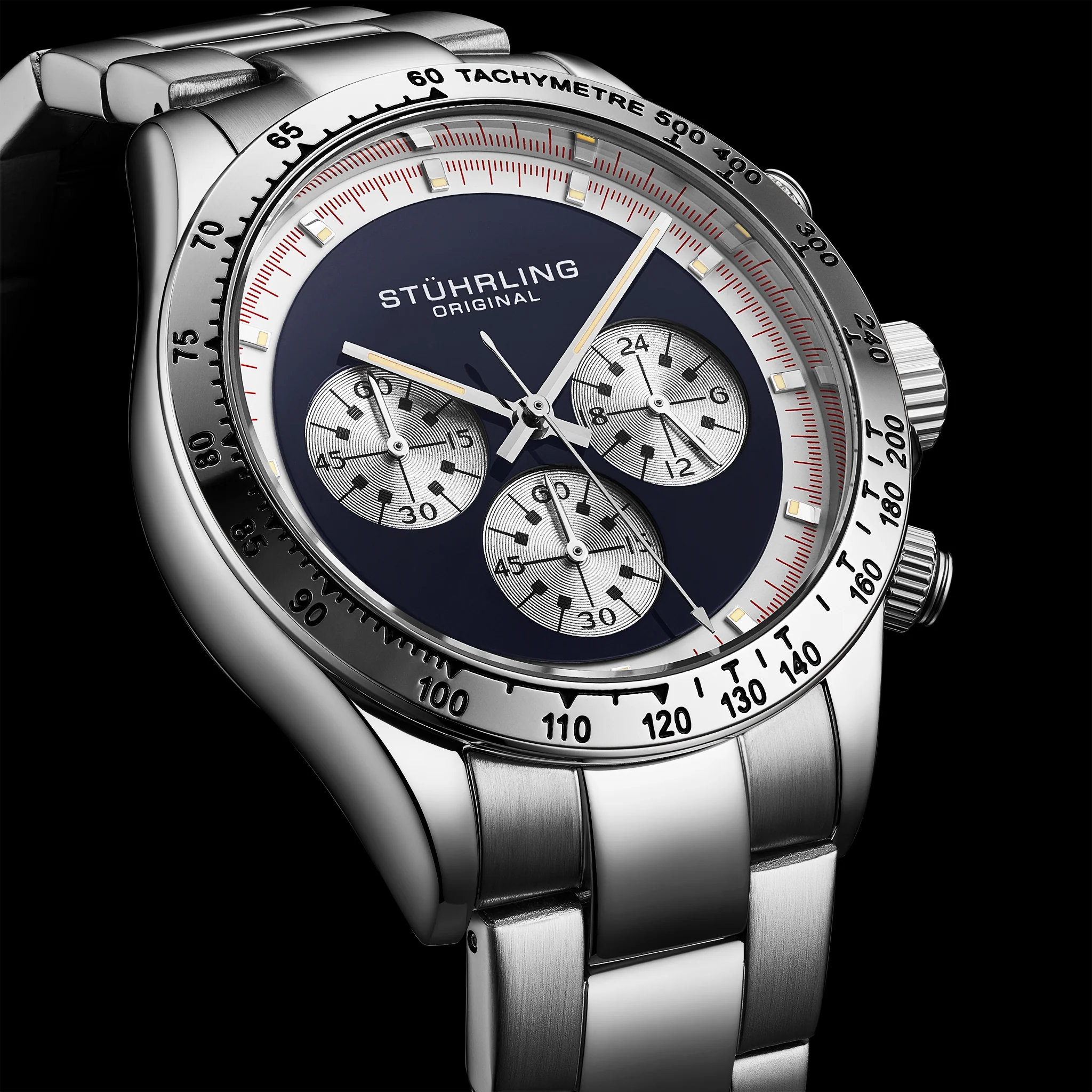 Chronomark 4066 Blue Textured Chronograph Dial/Stainless Steel bracelet | Blue Dial - Image 3