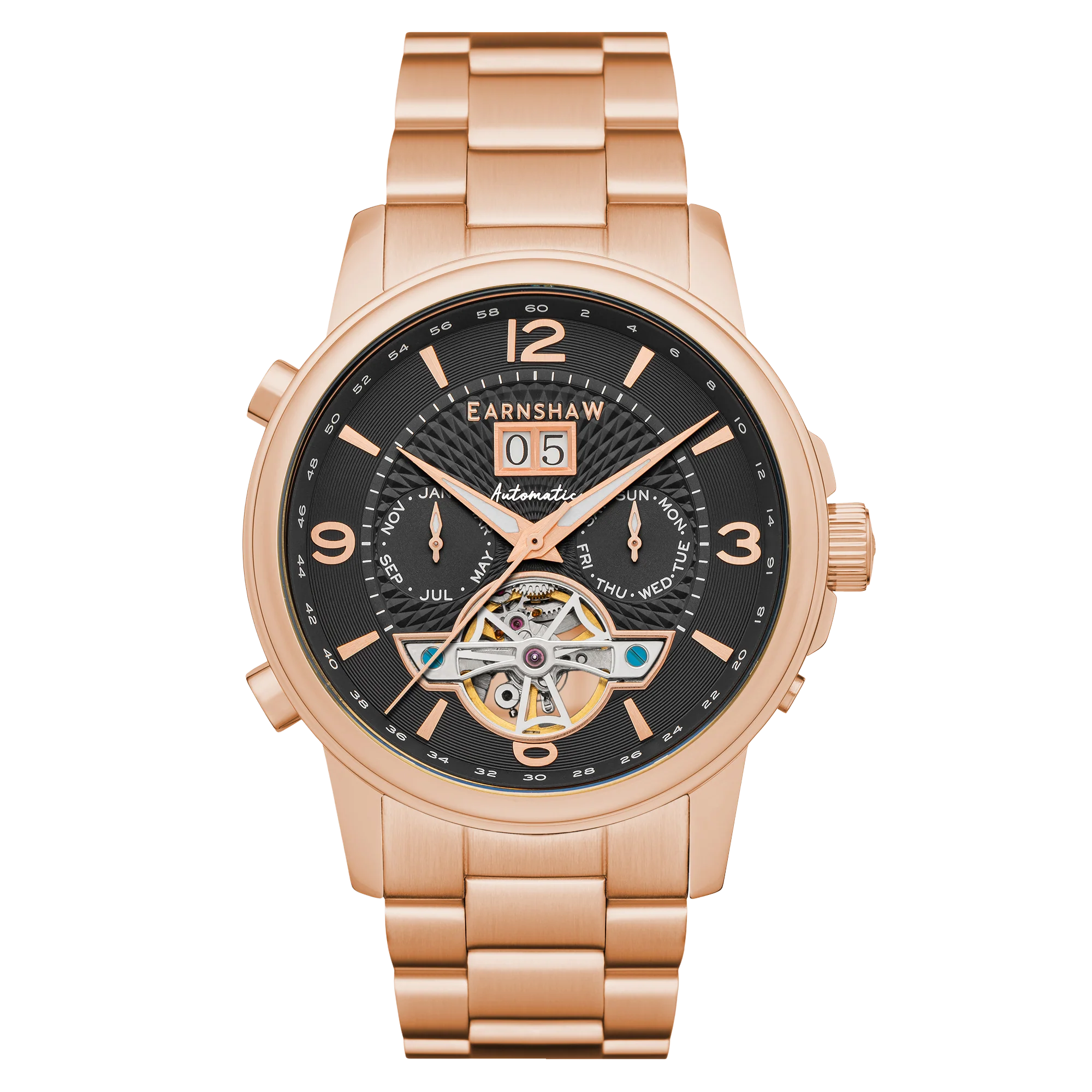 City Of London Marylebone Grand Date Calendar Open Heart Automatic Black / Stainless Steel | Black Dial