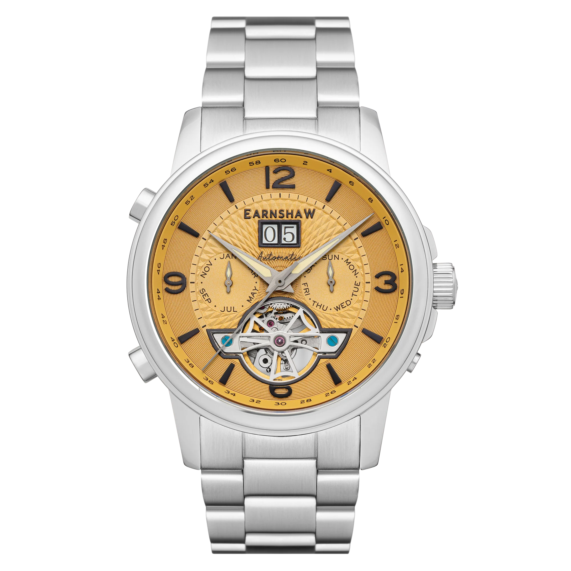 City Of London Marylebone Grand Date Calendar Open Heart Automatic Brown / Stainless Steel | Brown Dial