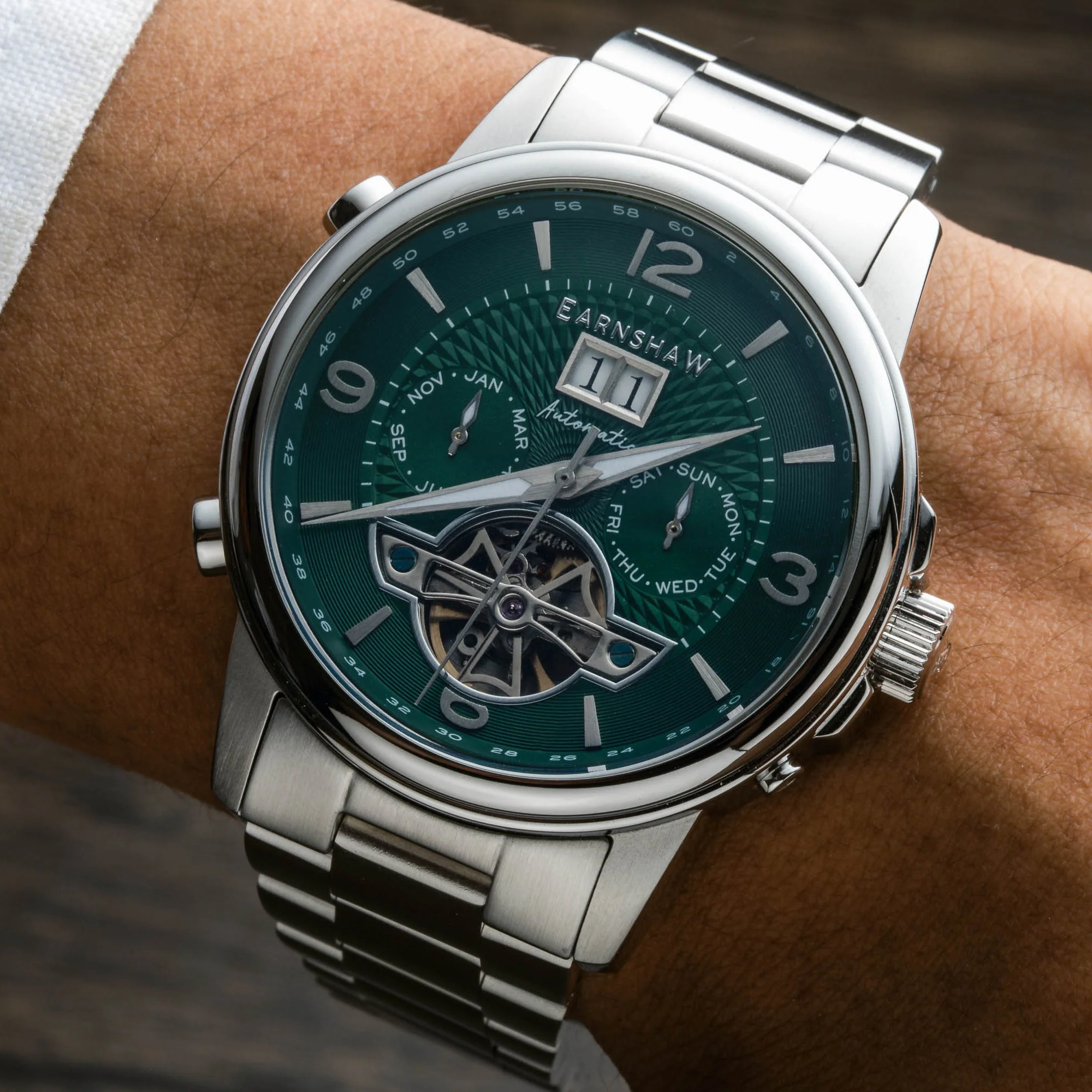 City Of London Marylebone Grand Date Calendar Open Heart Automatic Green / Stainless Steel | Green Dial - Image 2