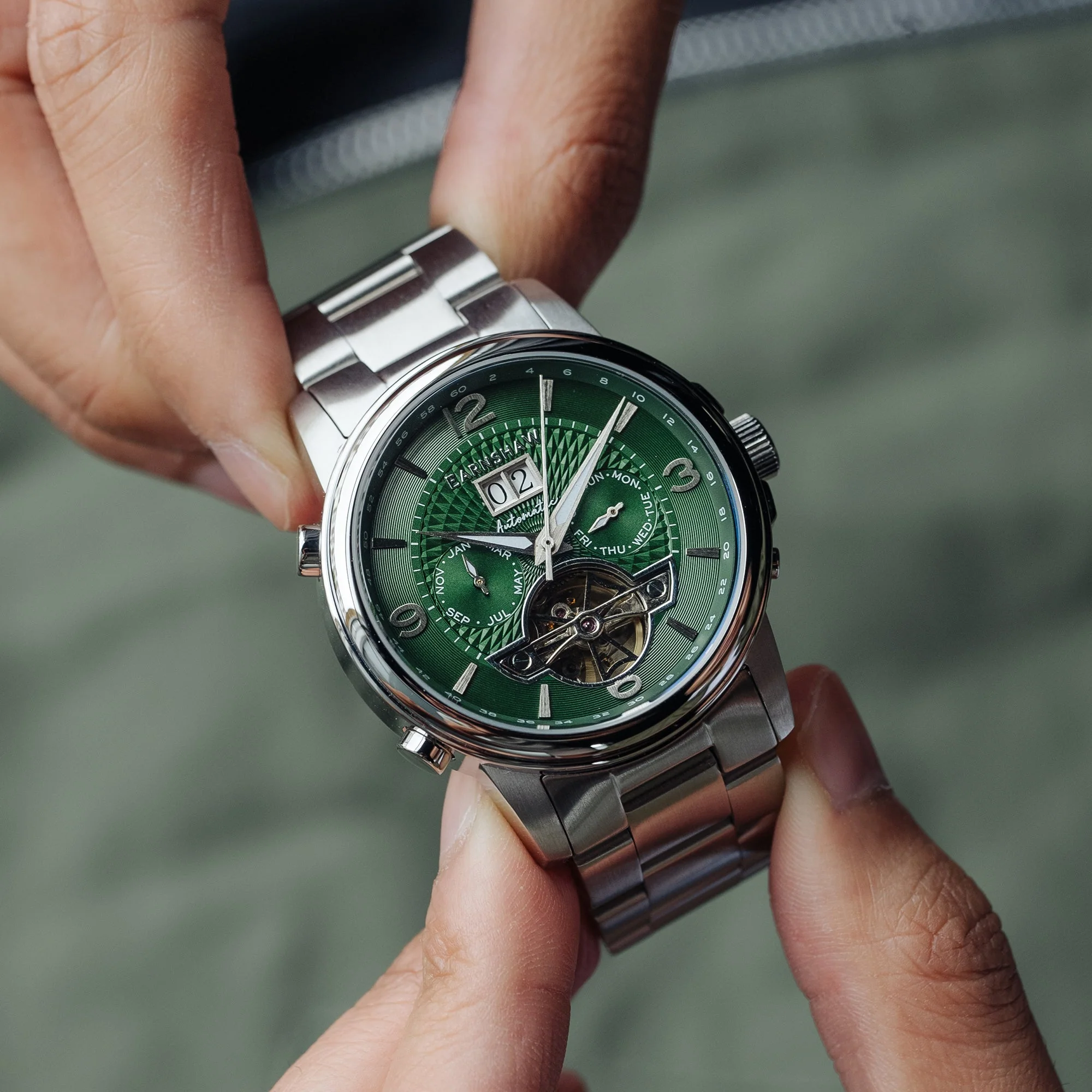 City Of London Marylebone Grand Date Calendar Open Heart Automatic Green / Stainless Steel | Green Dial - Image 3