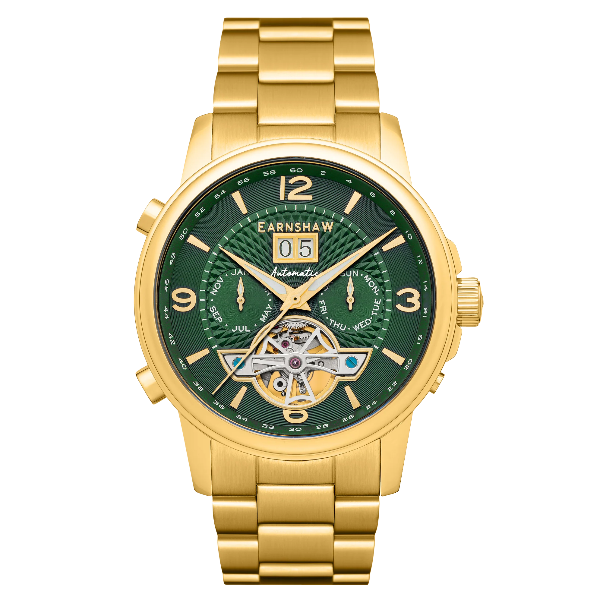 City Of London Marylebone Grand Date Calendar Open Heart Automatic Green / Stainless Steel Green Dial