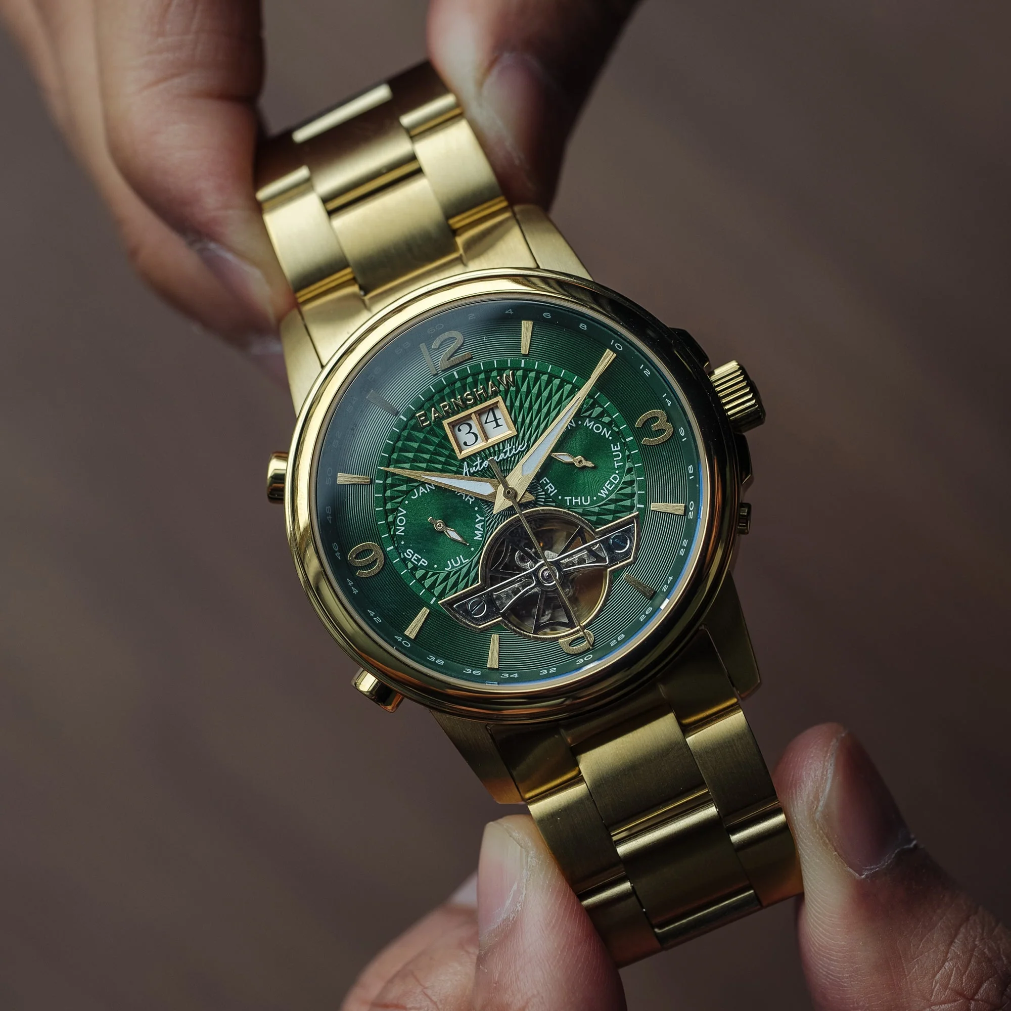 City Of London Marylebone Grand Date Calendar Open Heart Automatic Green / Stainless Steel Green Dial - Image 4