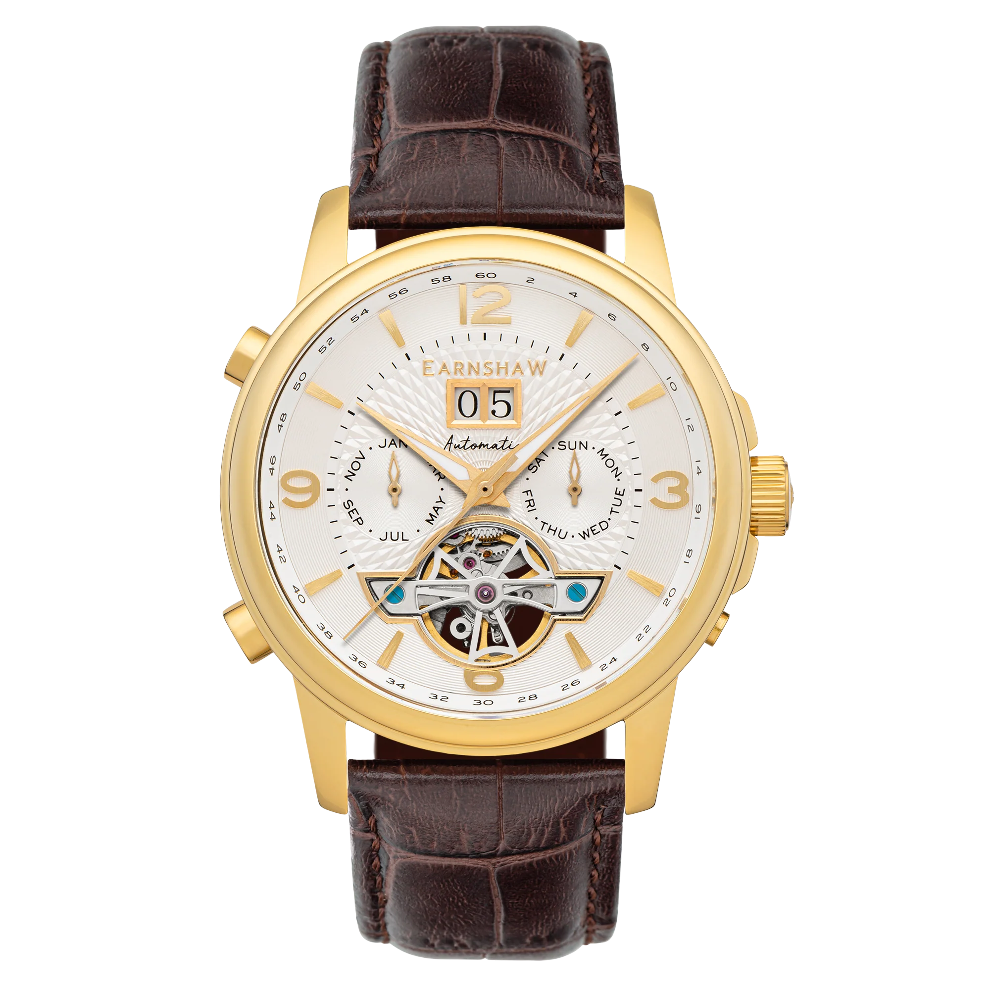 City Of London Marylebone Grand Date Calendar Open Heart Automatic White / Genuine Leather Strap | White Dial