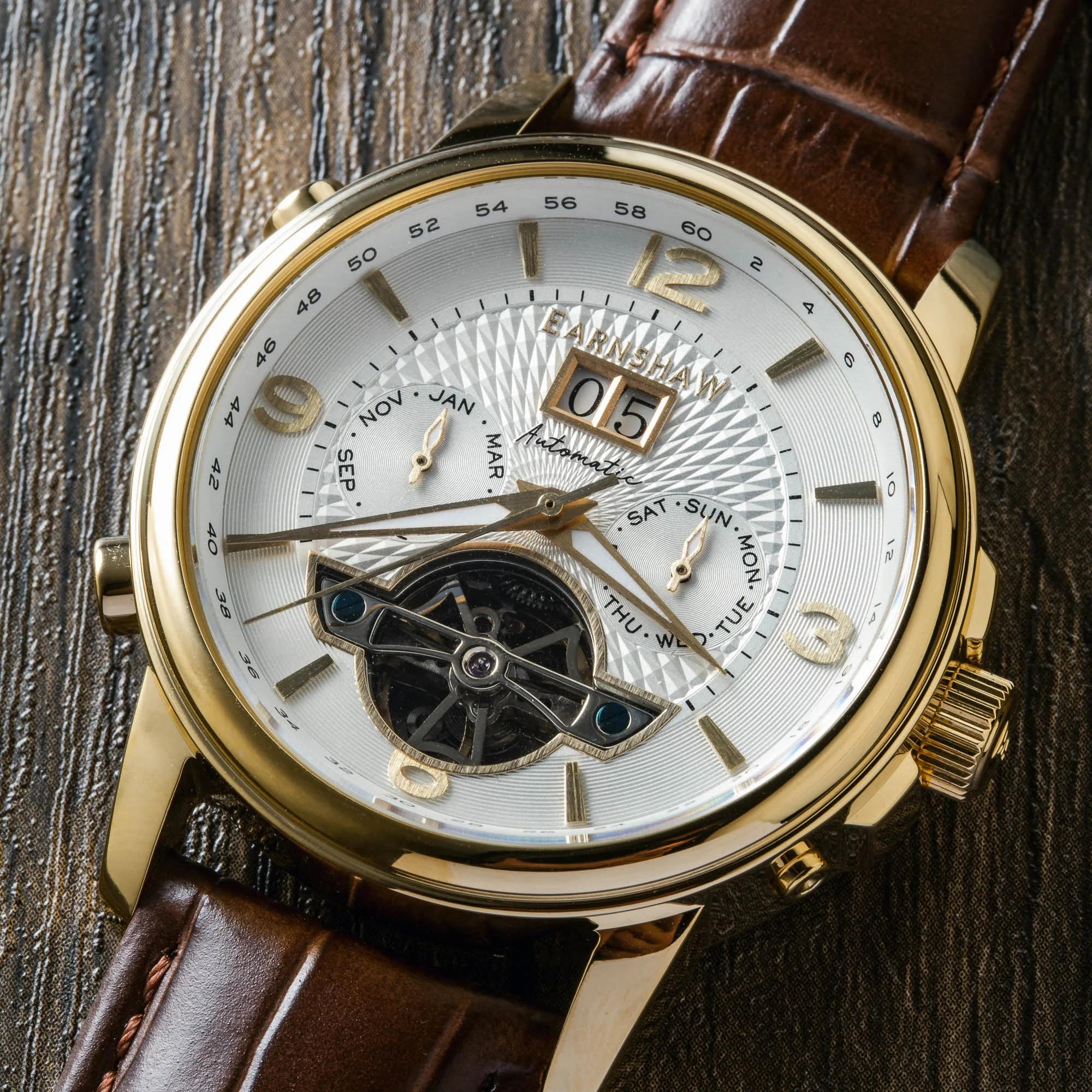 City Of London Marylebone Grand Date Calendar Open Heart Automatic White / Genuine Leather Strap | White Dial - Image 3