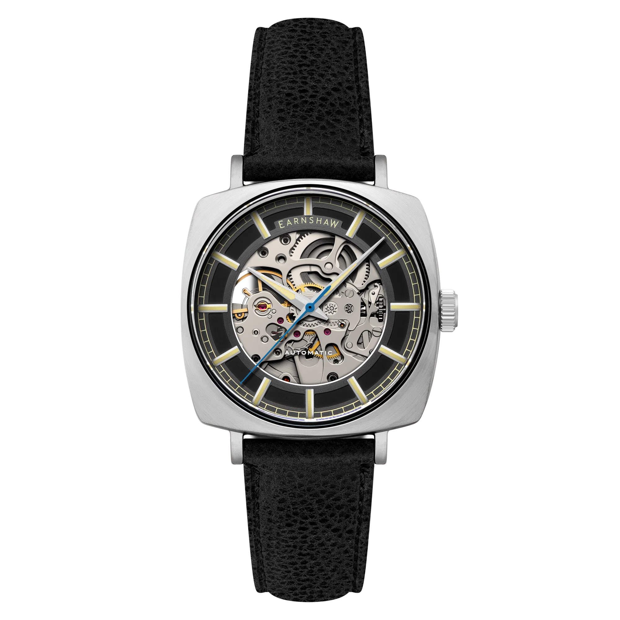 City Of London Moorgate Skeleton Automatic Black / Genuine Leather Strap Black Dial