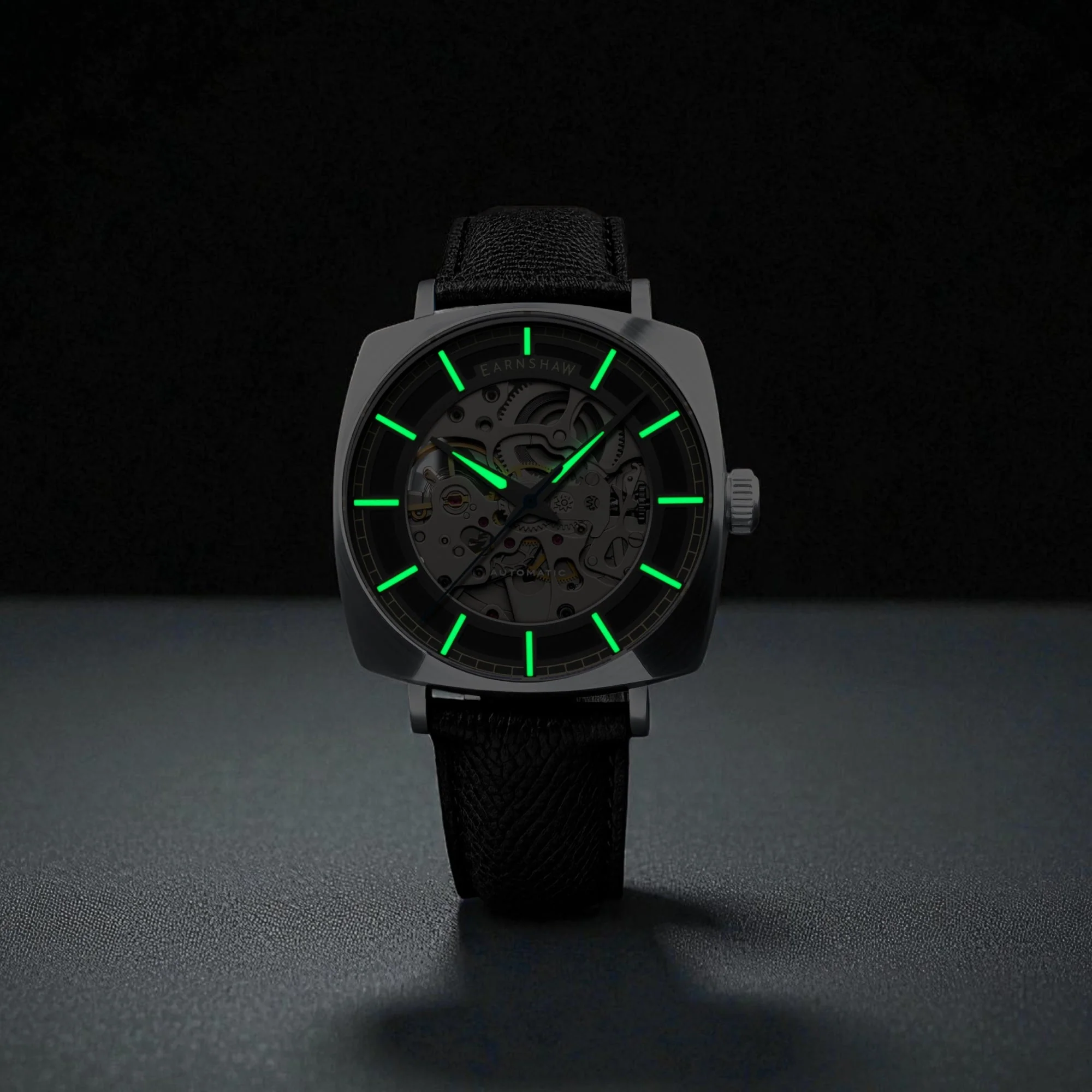 City Of London Moorgate Skeleton Automatic Black / Genuine Leather Strap Black Dial - Image 4