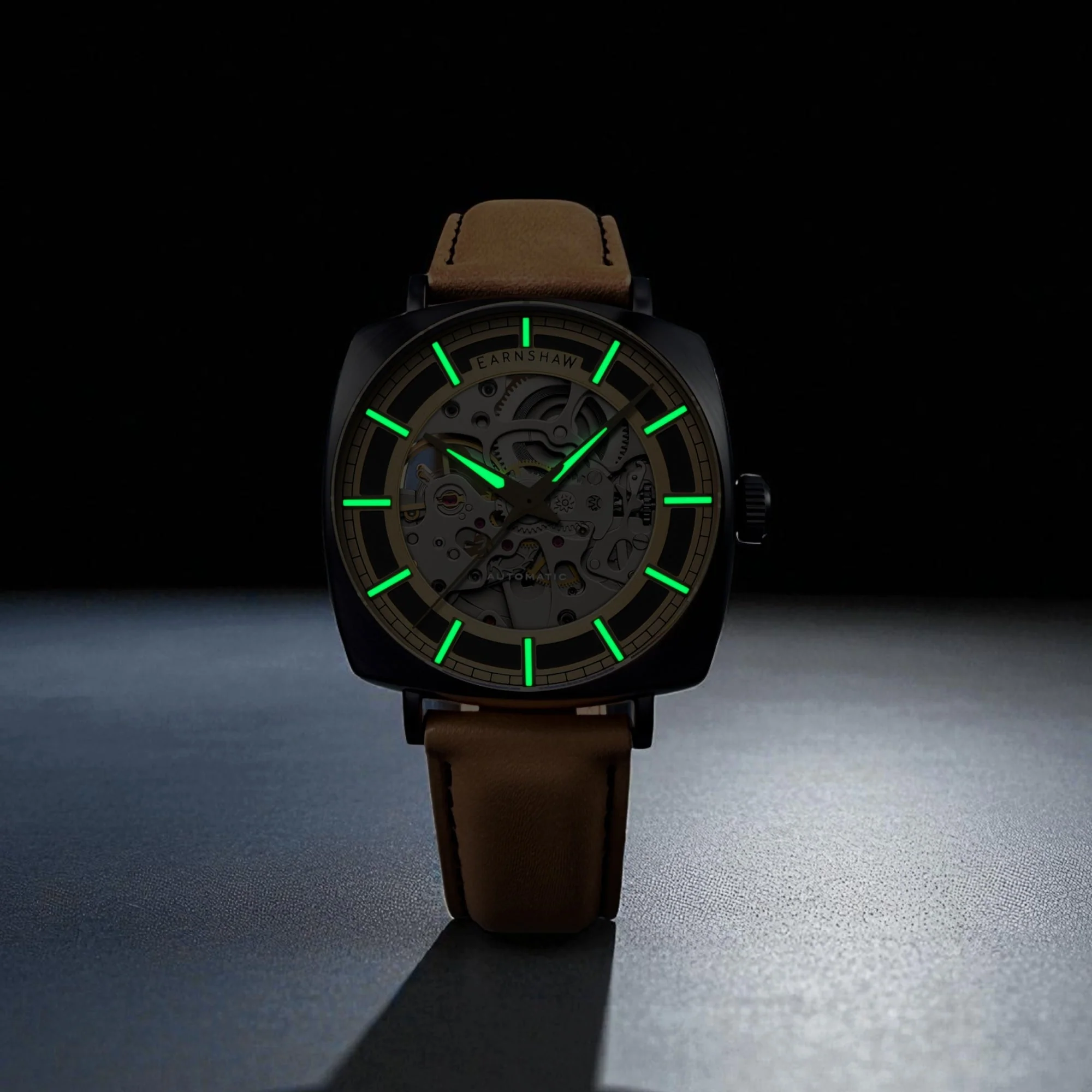 City Of London Moorgate Skeleton Automatic Gold / Genuine Leather Strap | Gold Dial - Image 4