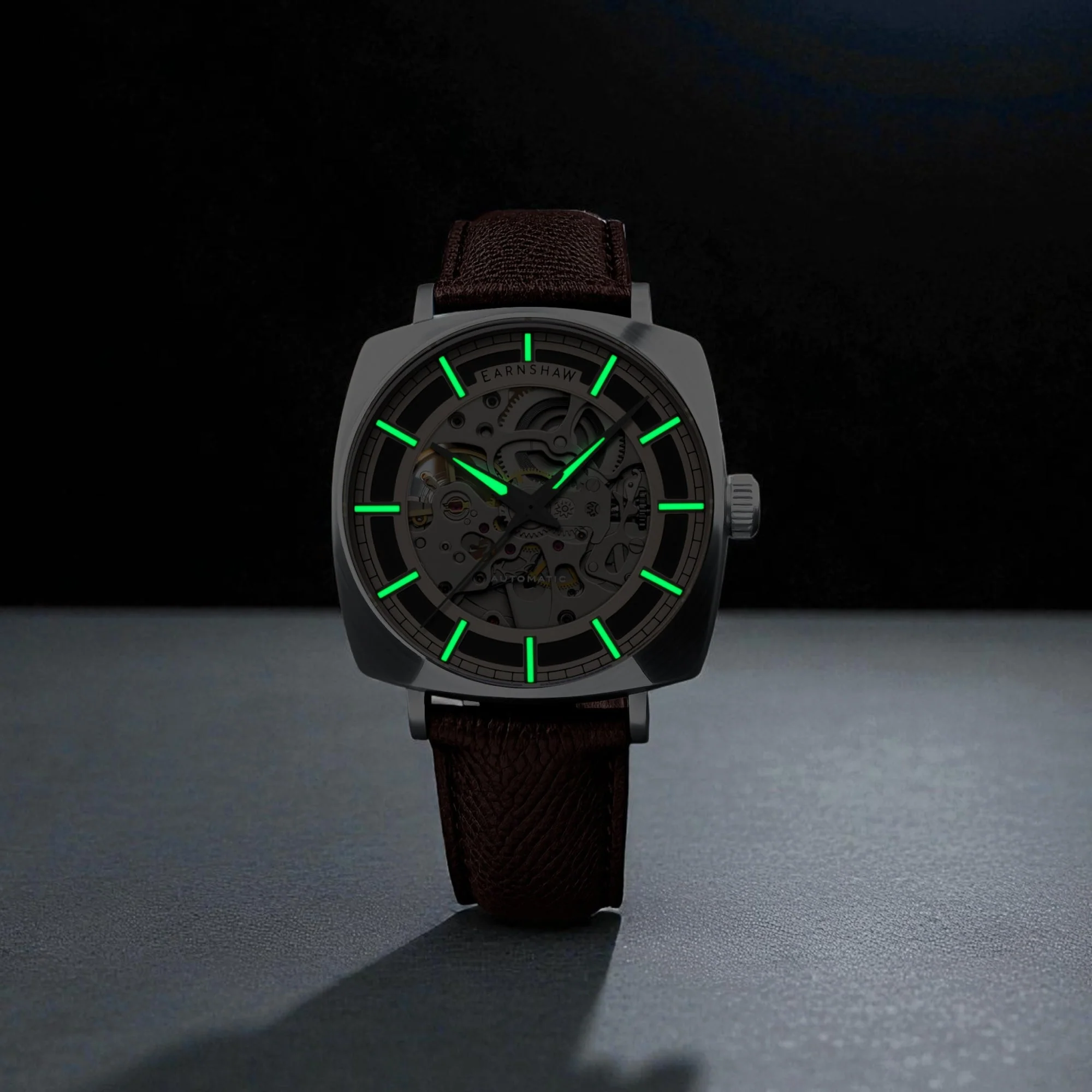 City Of London Moorgate Skeleton Automatic Rose Gold / Genuine Leather Strap Rose Gold Dial - Image 4