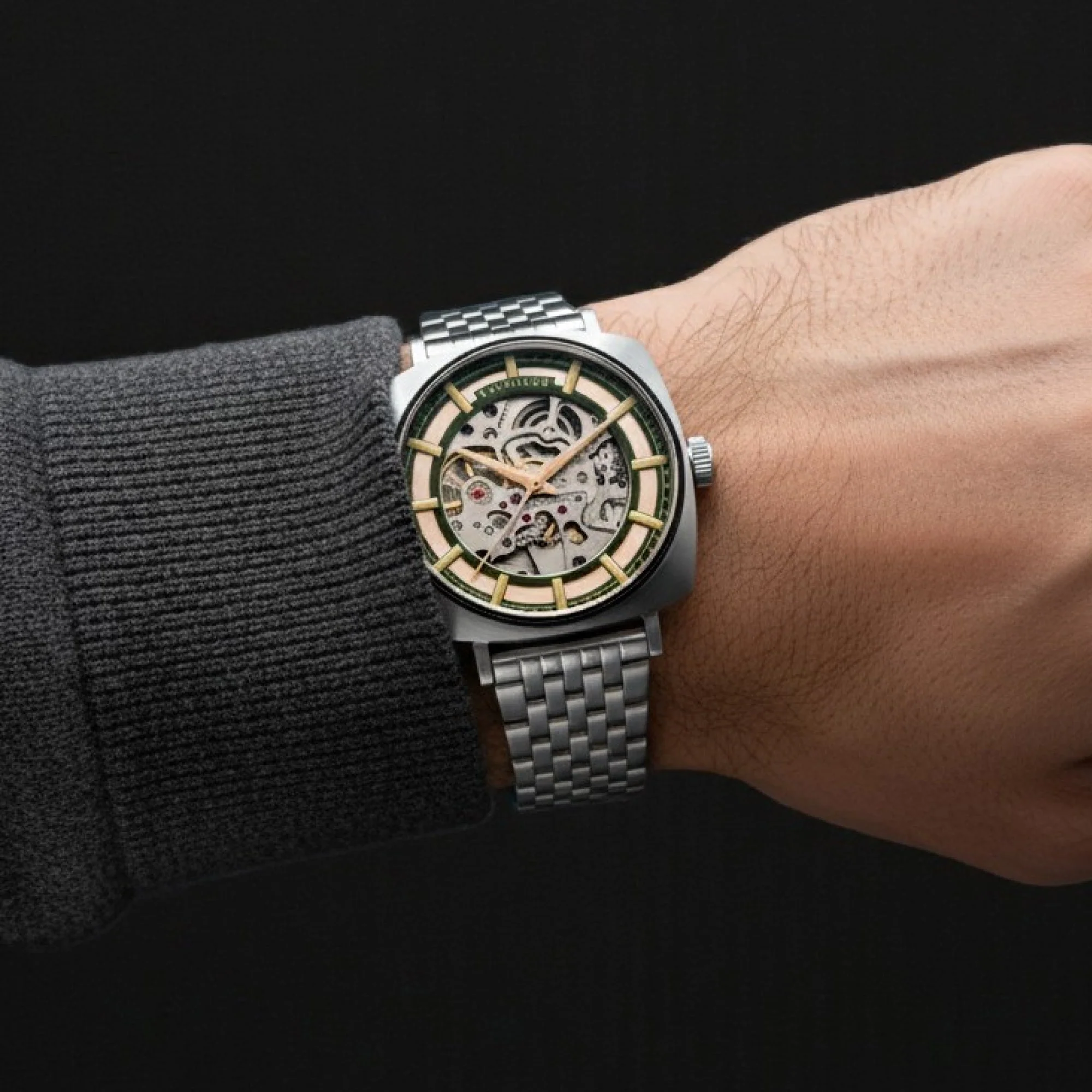 City Of London Moorgate Skeleton Automatic Rose Gold / Stainless Steel | Rose Gold Dial - Image 2