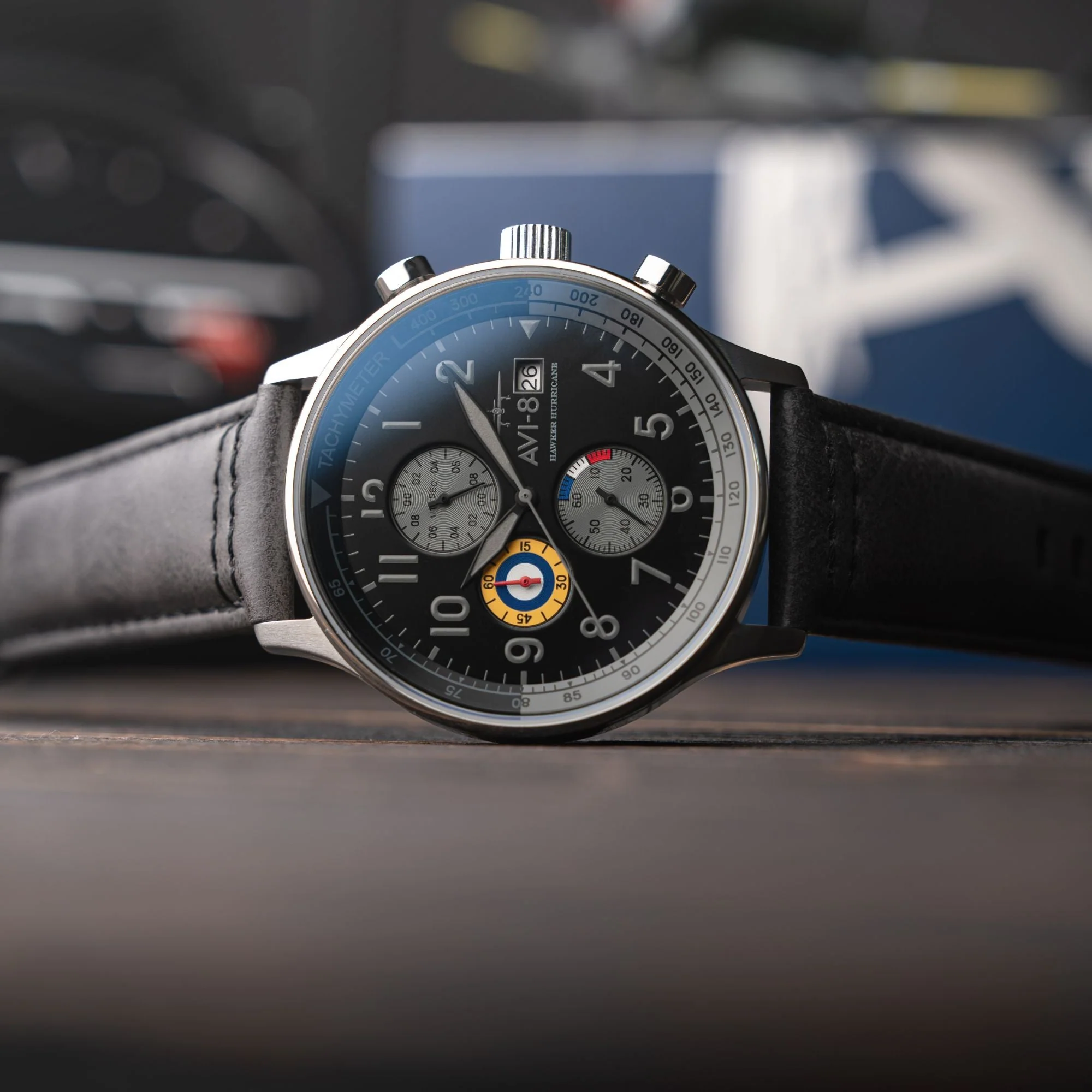 Classic Chronograph Black / Gray Leather | Black Dial - Image 3