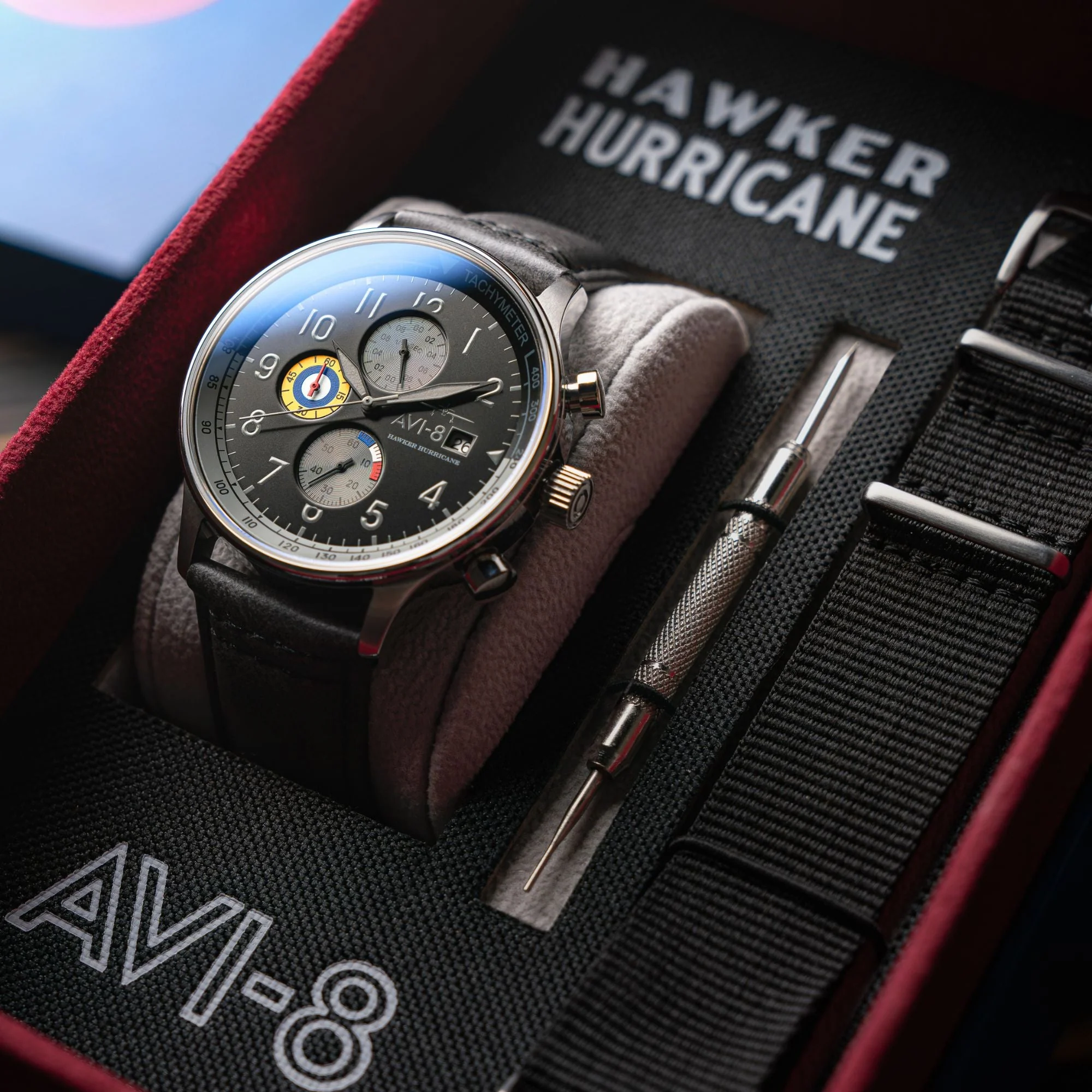 Classic Chronograph Black / Gray Leather | Black Dial - Image 4