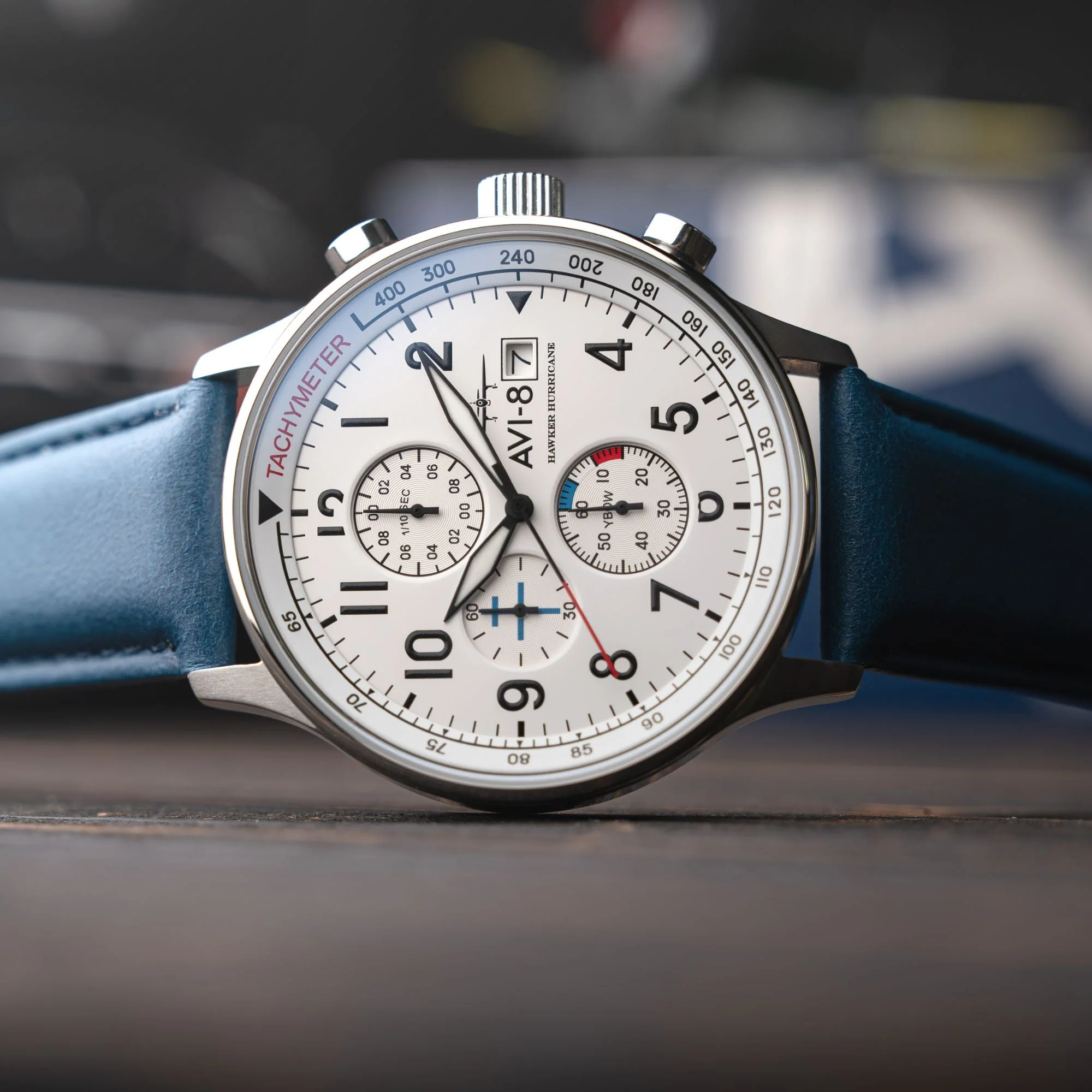 Classic Chronograph White / Blue Leather | White Dial - Image 3
