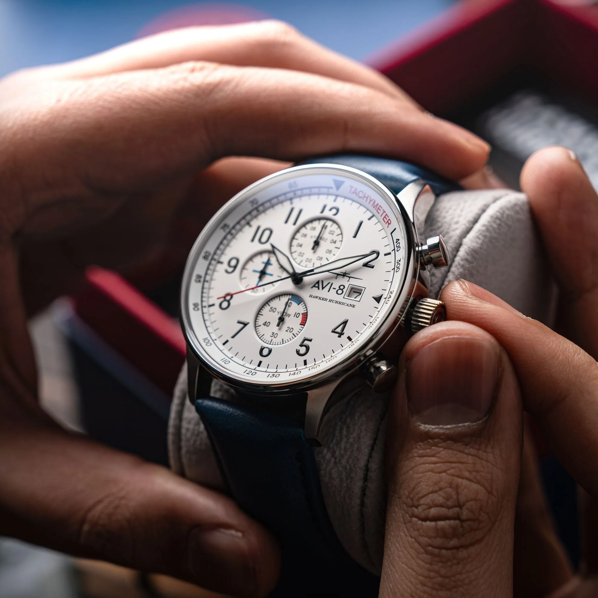 Classic Chronograph White / Blue Leather | White Dial - Image 4