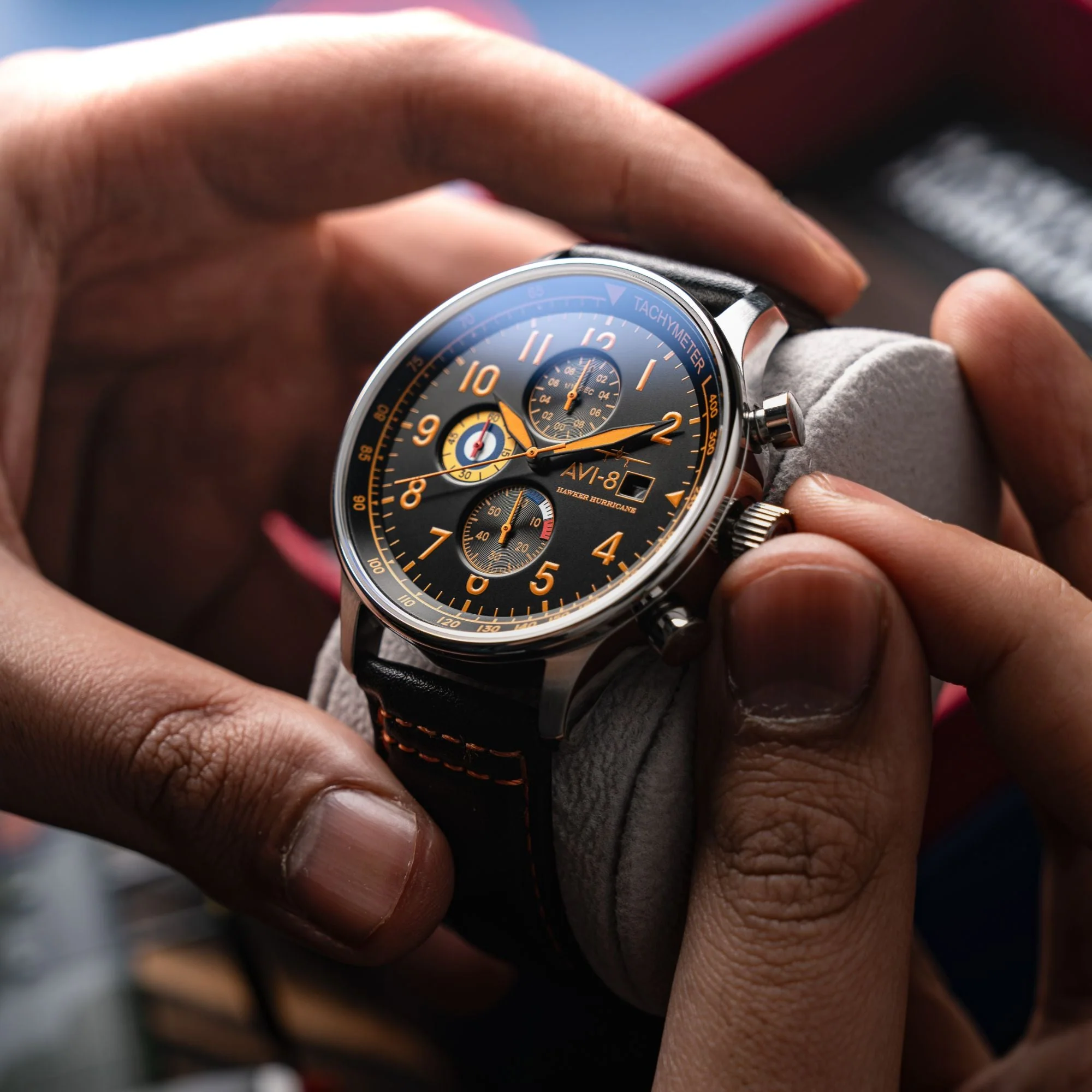 Classic Chronograph Black & Orange / Leather | Black Dial - Image 2