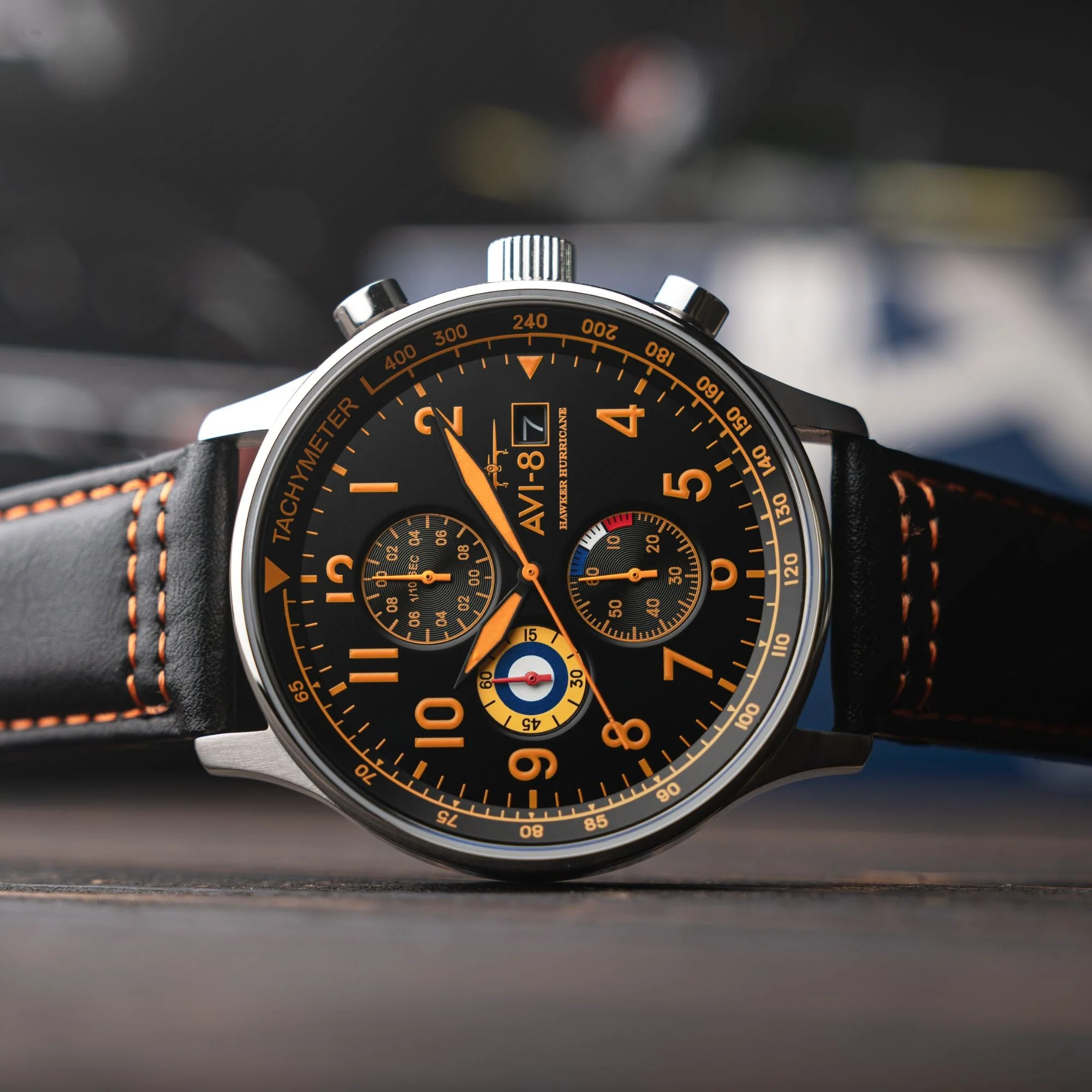 Classic Chronograph Black & Orange / Leather | Black Dial - Image 4